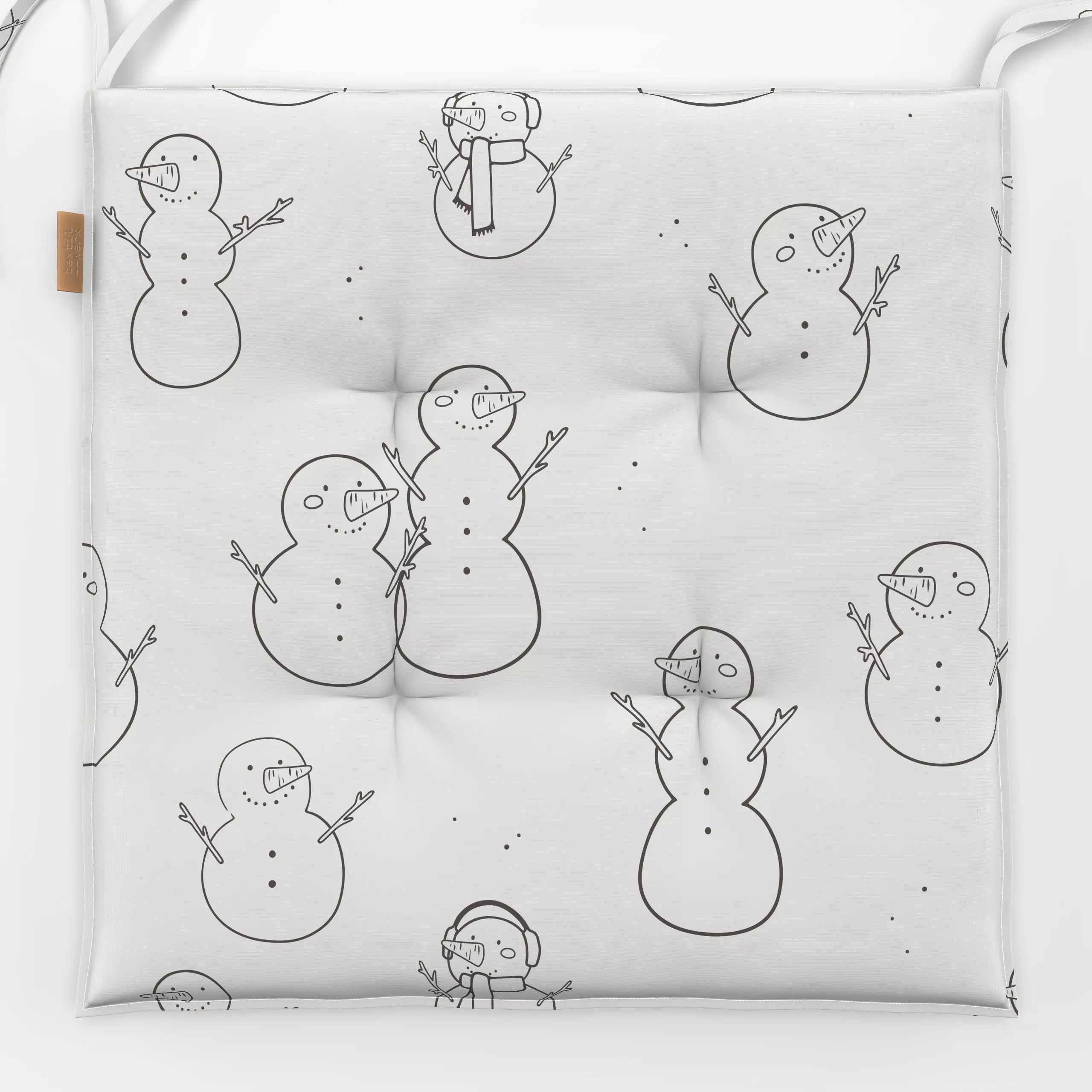 Sitzkissen Snowman Pattern - Weihnachten, Winter - von „Kruth Design"; Weihnachten, Kinderzimmer, weihnachtlich, Kindermotiv...