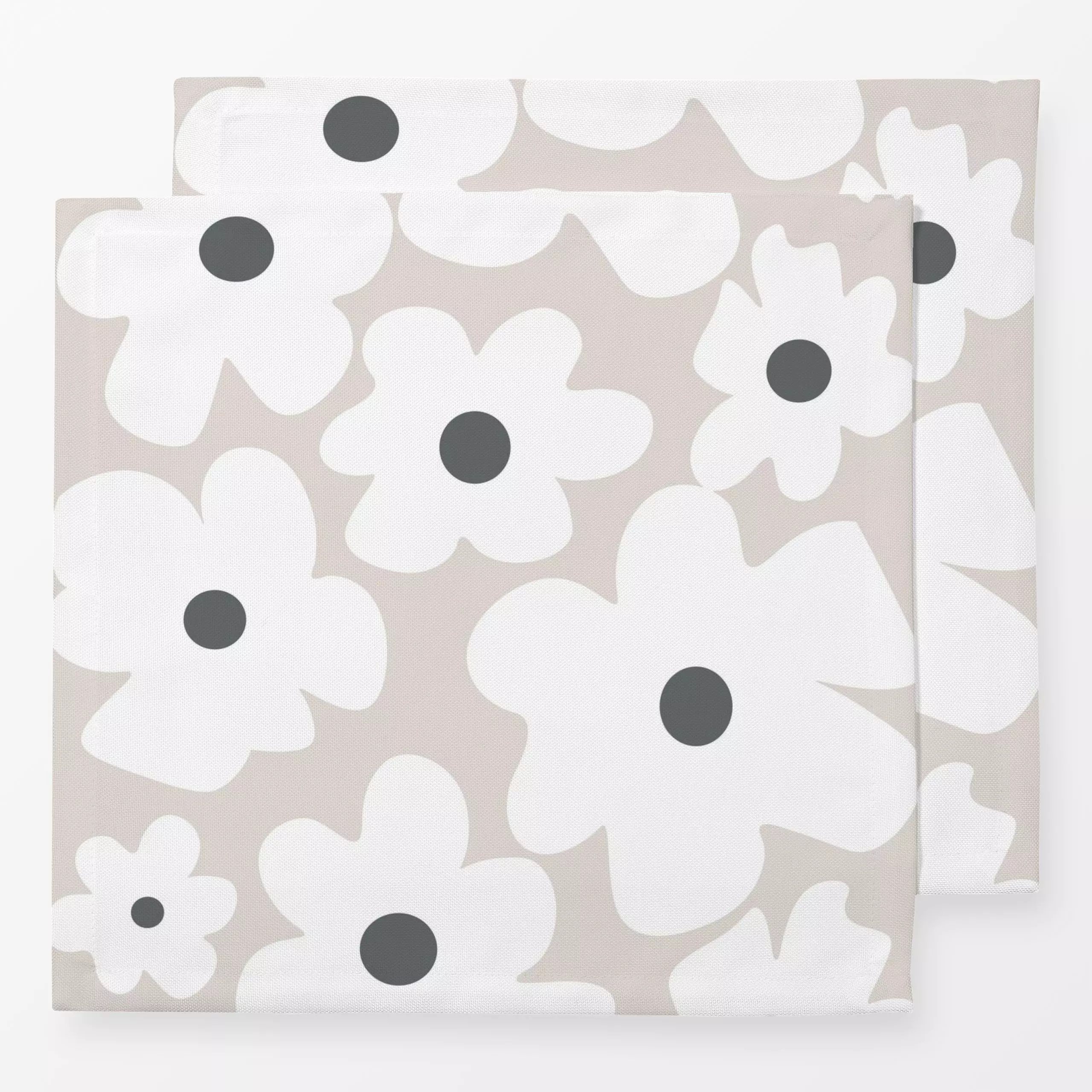 Servietten Weiße Blumen Auf Beige - Blumen & Florales, Frühling, Ostern - von „Alisa Knöß"; minimal, skandinavisch, Mutterta...