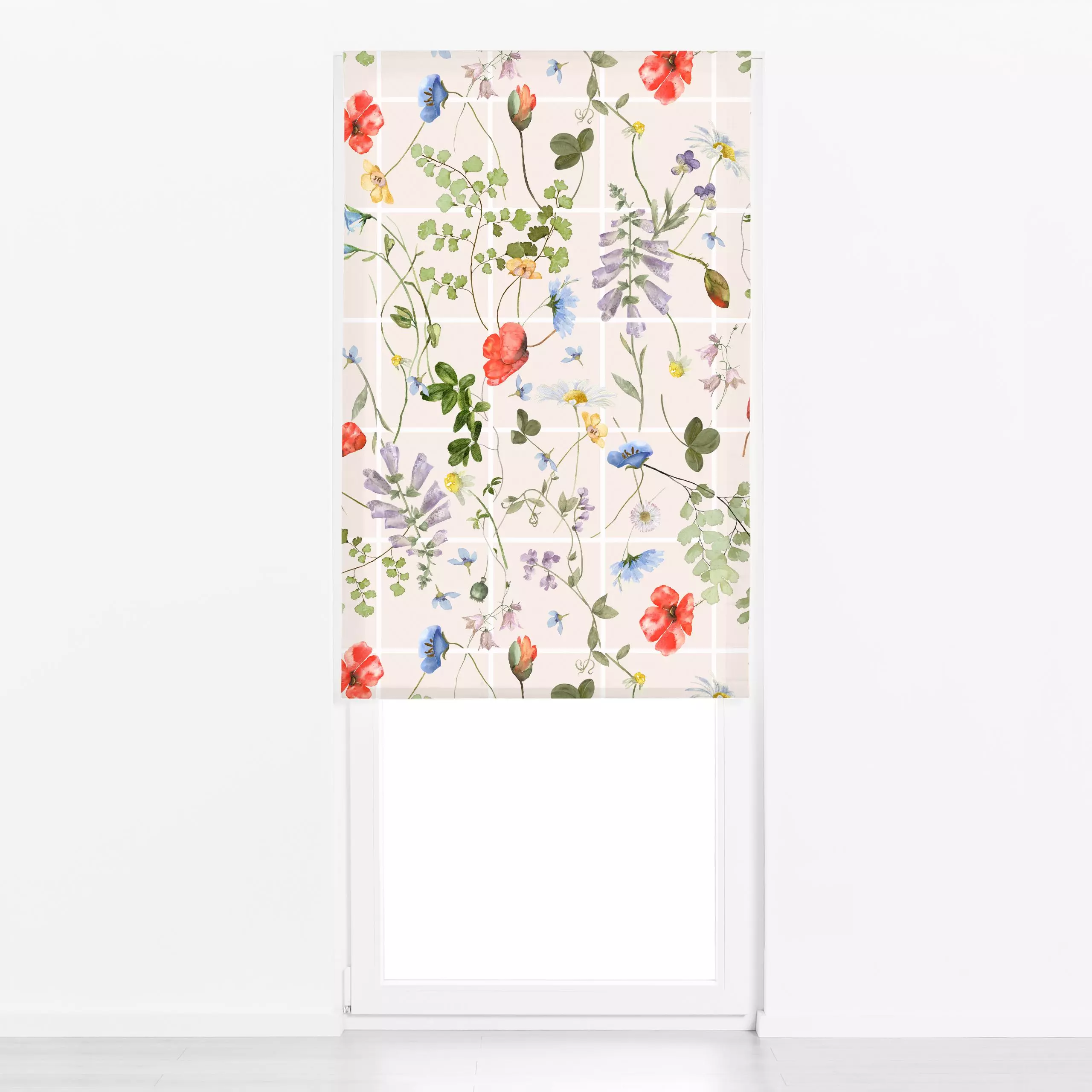 Raffrollo Karo Blumenwiese Blush - Blumen & Florales, Symbole & Muster - von „Uta Naumann"; boho, Blumen, Wildblumen, Sommer...