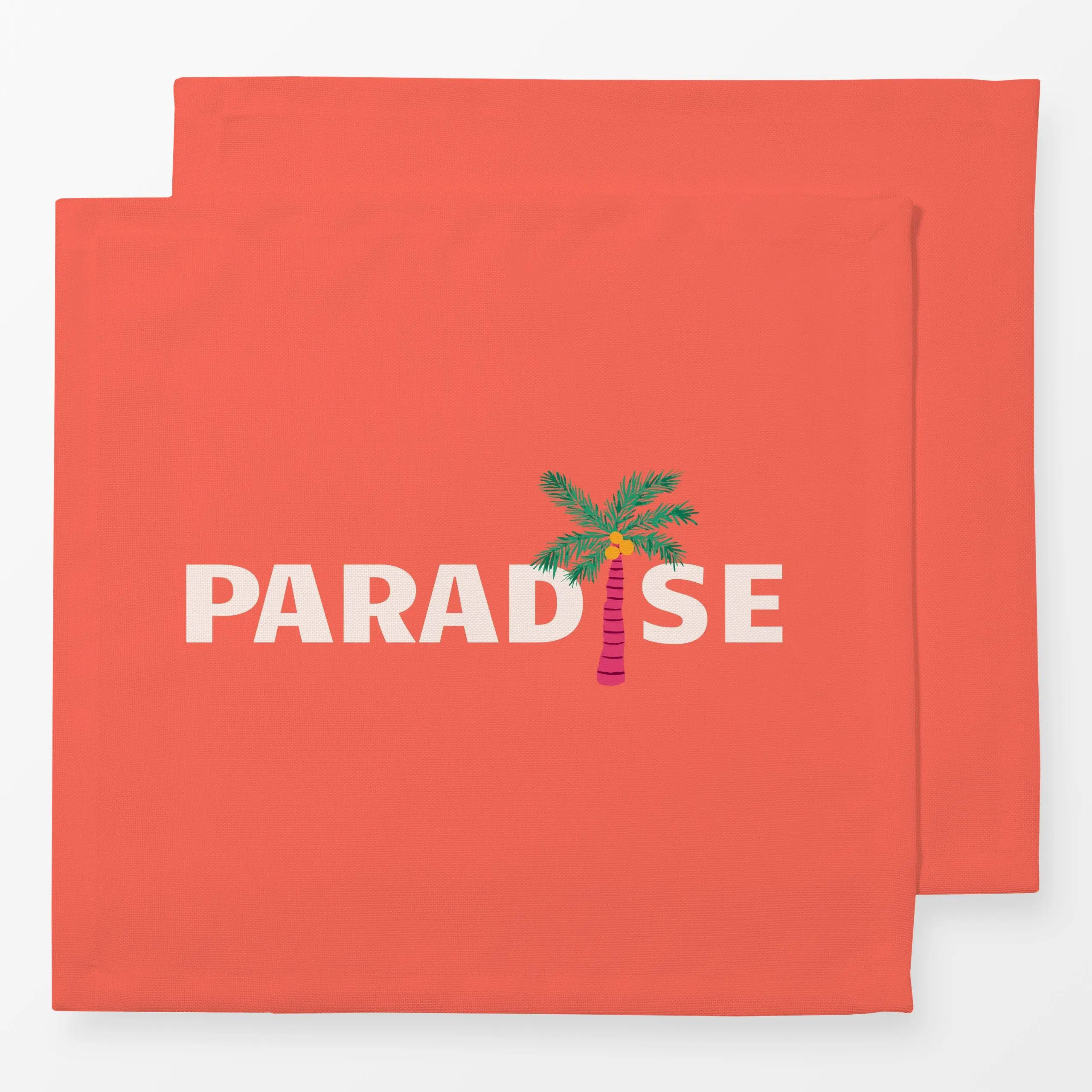 Servietten Tropical Paradise coral - Sommer, Sprüche & Schriftzüge, Safari & Dschungel - von „Karen Menzenbach"; Palmen, Gar...