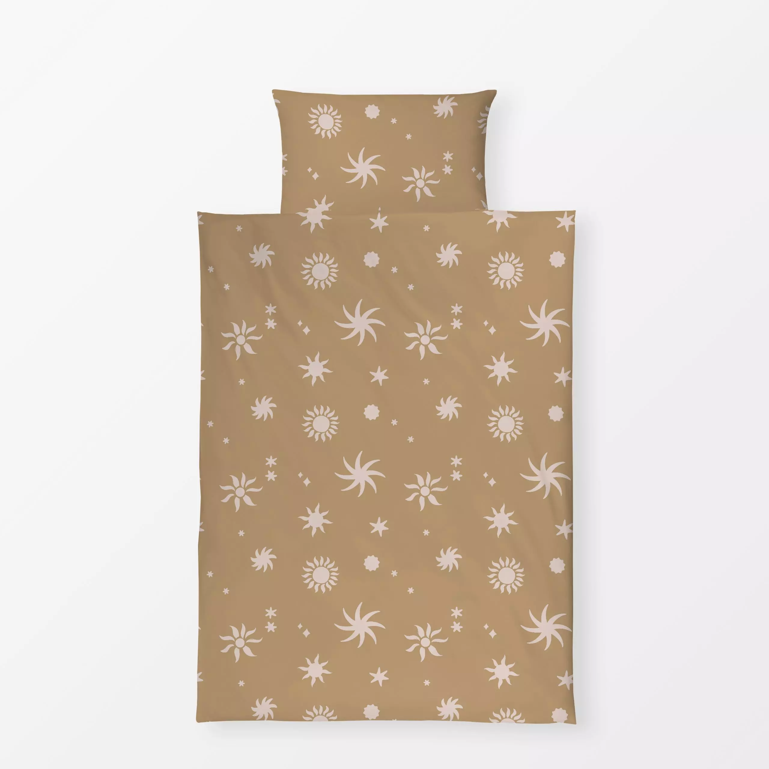Bettwäsche Sonne Sterne Beige - Natur & Landschaft, Symbole & Muster - von „Studio Kesse"; Retro, Sonne, Sterne, beige, Somm...