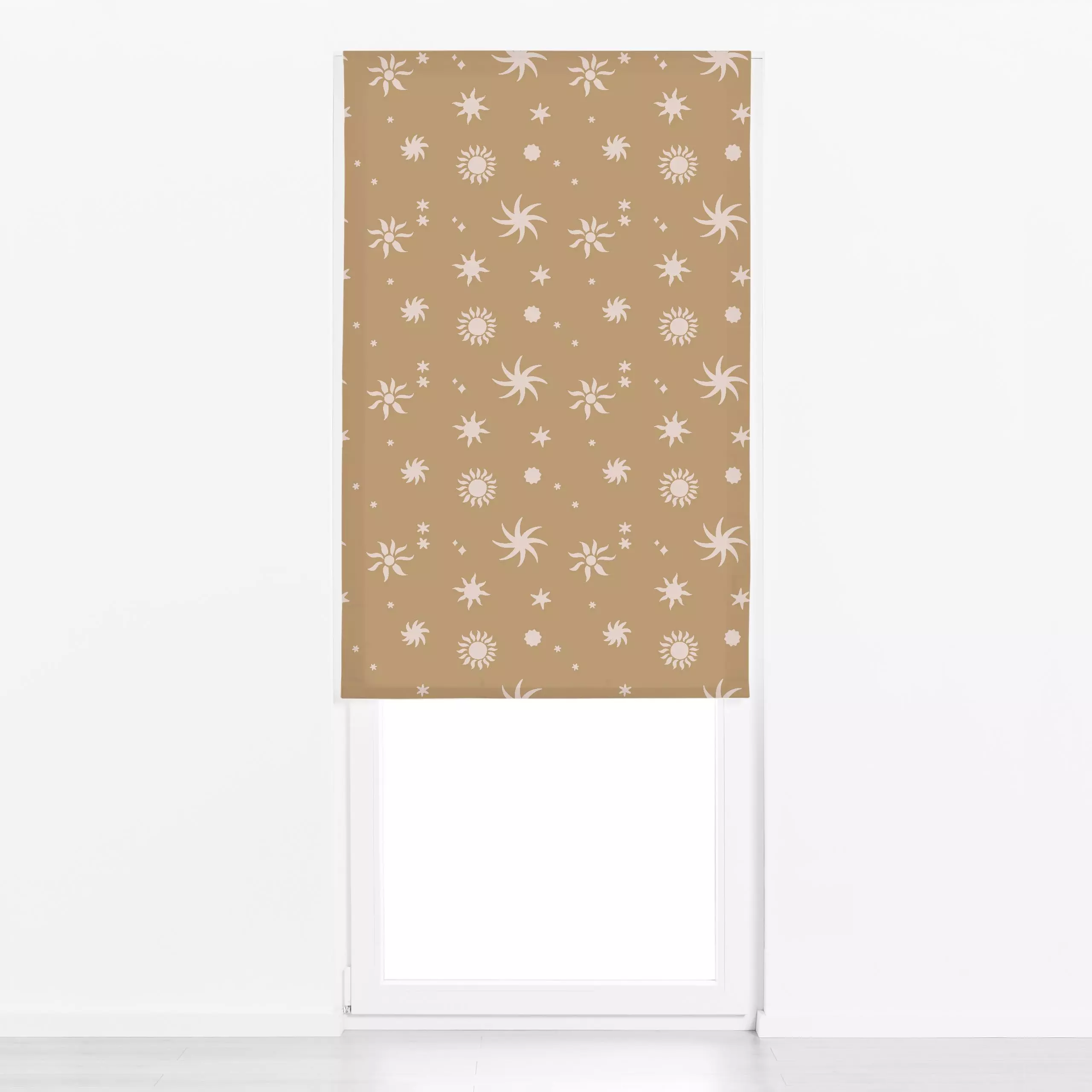 Raffrollo Sonne Sterne Beige - Natur & Landschaft, Symbole & Muster - von „Studio Kesse"; Retro, Sonne, Sterne, beige, Somme...