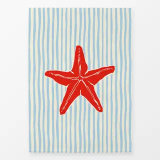 Geschirrtücher Santorini Red Starfish Stripes