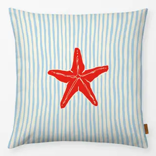 Kissen Santorini Red Starfish Stripes