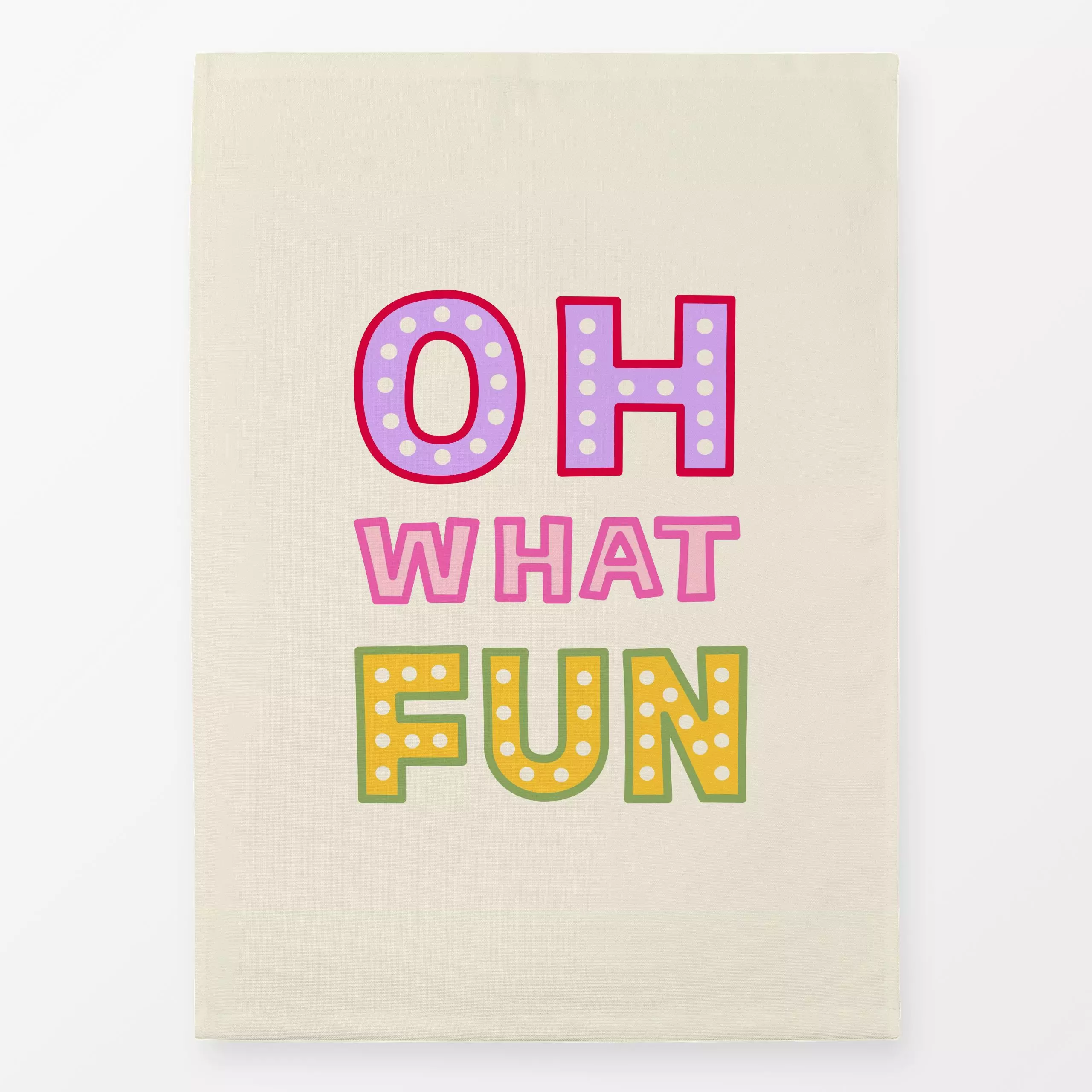 Geschirrtücher Oh What Fun - Sprüche & Schriftzüge, Weihnachten, Anlässe - von „Karen Menzenbach"; Weihnachten, beige, text,...