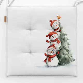 Sitzkissen Schneemänner + Weihnachtsbaum