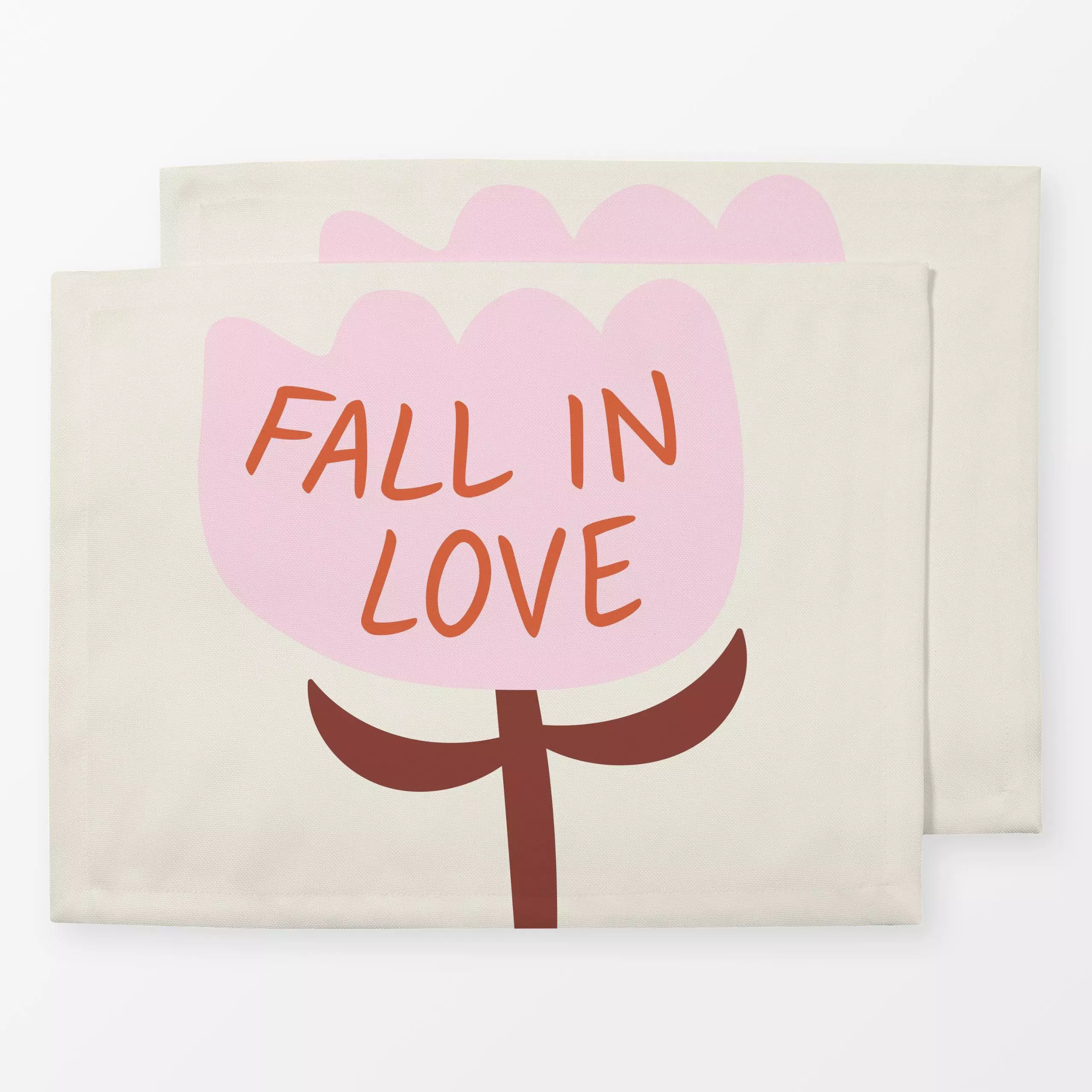 Tischset Fall in Love Flower - Herbst, Liebe, Romantik & Pride, Sprüche & Schriftzüge - von „Jana Driver"; rosa, beige, Herb...