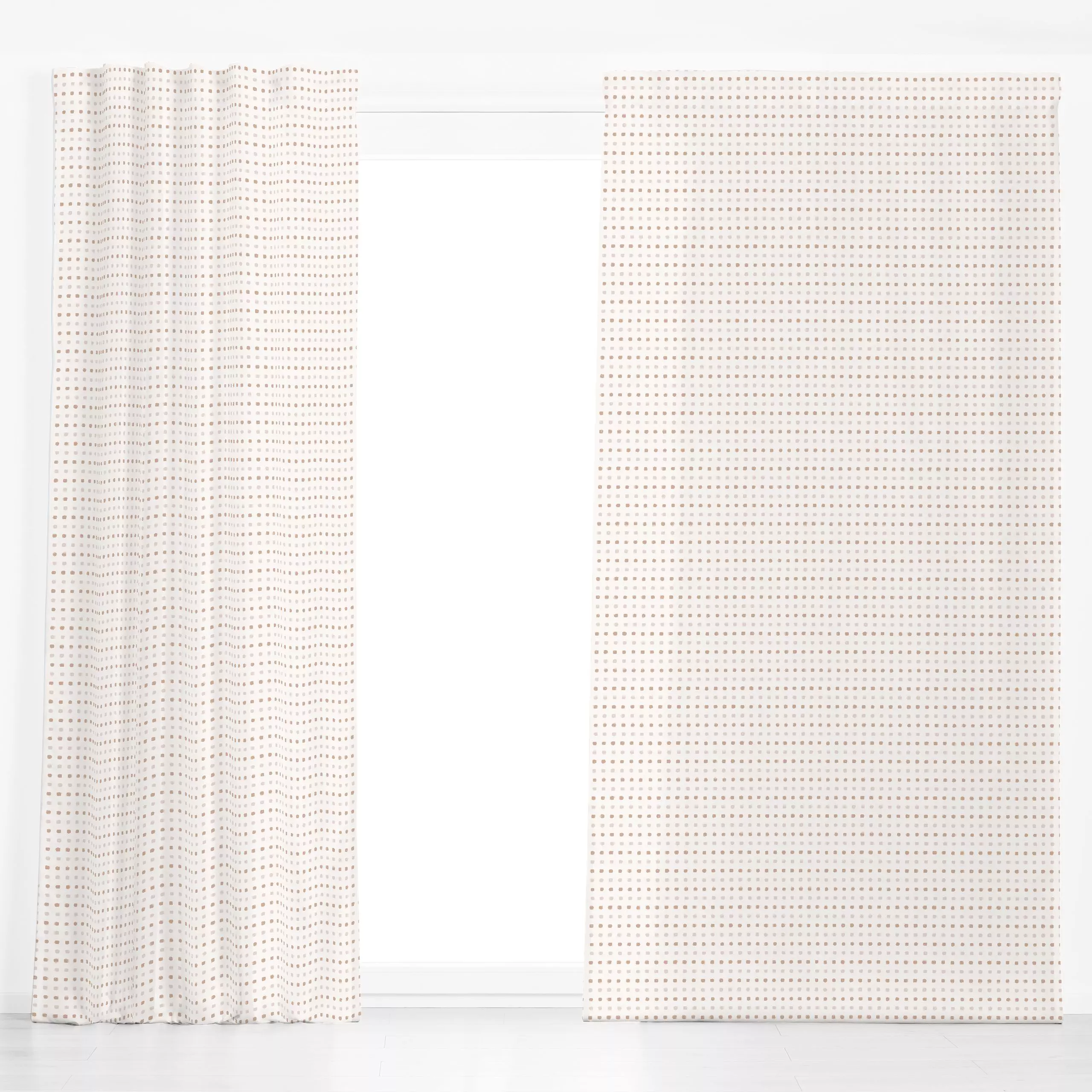 Dekovorhang Snowballs brown beige - Winter, Symbole & Muster - von „Kathrin Woo"; Muster, kleingemustert, Geometrisch, beige...