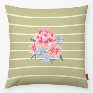 Kissen Blumenbouqet grün