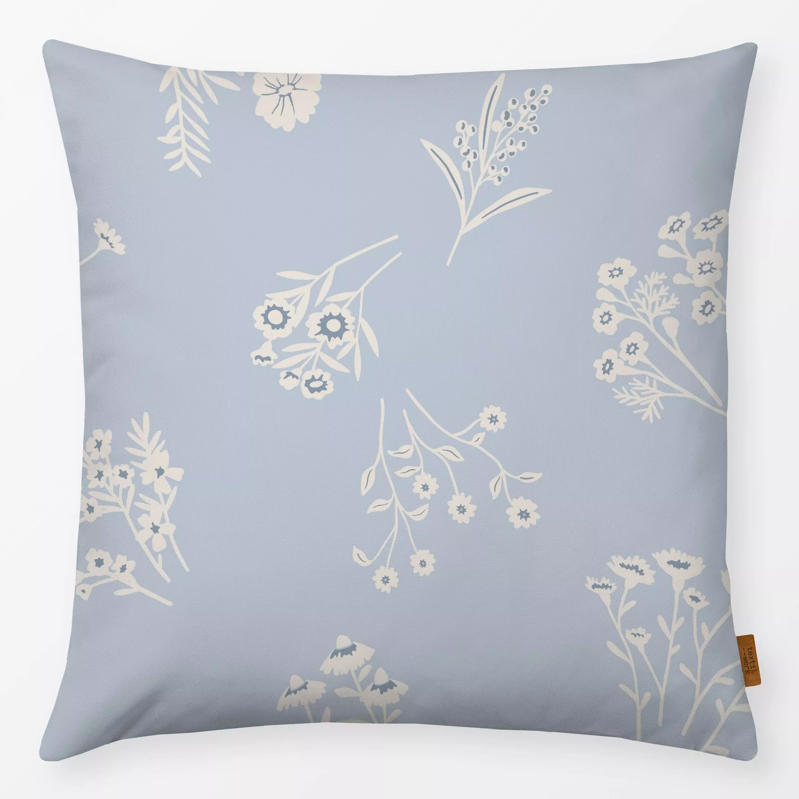 Kissen Wildblumen Blau - Blumen & Florales - von „Studio Kesse"; Blumen, Wildblumen, floral, Herbst, landhaus, Herbstdeko, G...