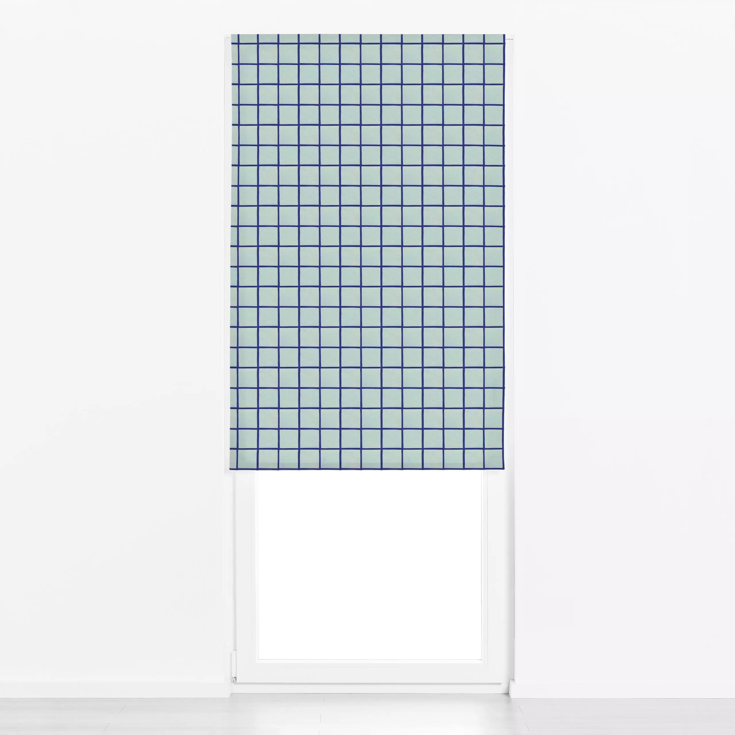 Raffrollo Check Blue - Symbole & Muster - von „Iris Knabenschuh Textildesign"; linie, Kinder, Linien, Karo, kariert, dunkelb...