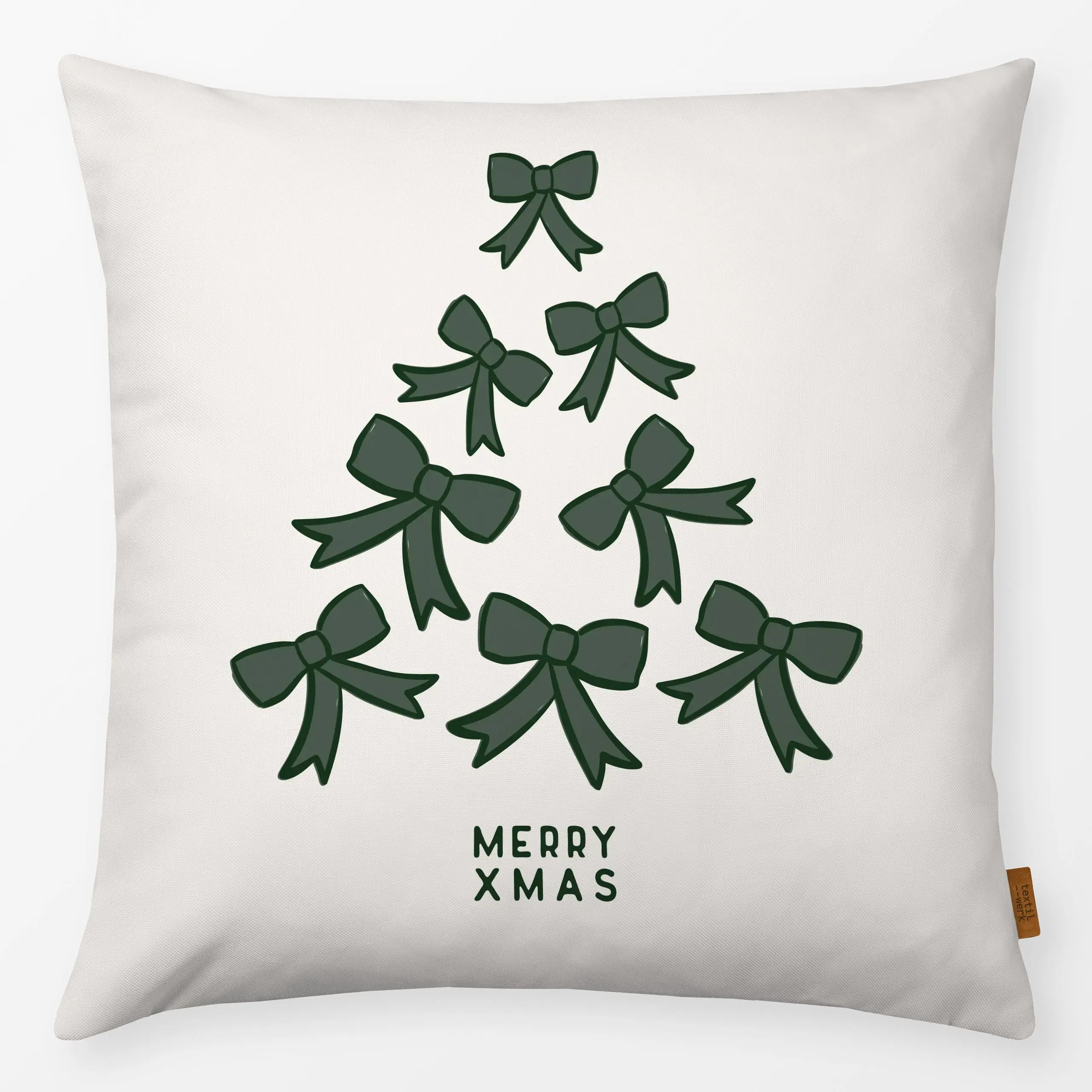 Kissen Schleifen Baum dunkelgrün - Weihnachten, Winter - von „Kruth Design"; Weihnachtsbaum, Weihnachten, weihnachtlich, Wei...