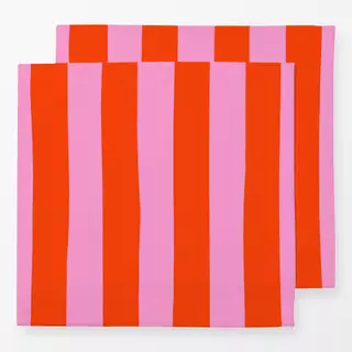 Servietten Streifen Orange & Pink