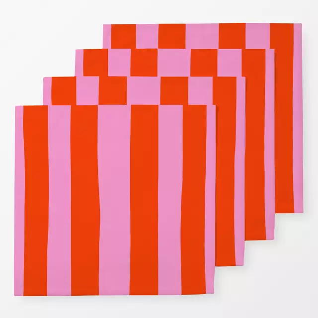 Amscan Papierservietten Mit Streifen – 20 Stück, Pink, 16,8 X 16,7 Cm, Für Party & Picknick