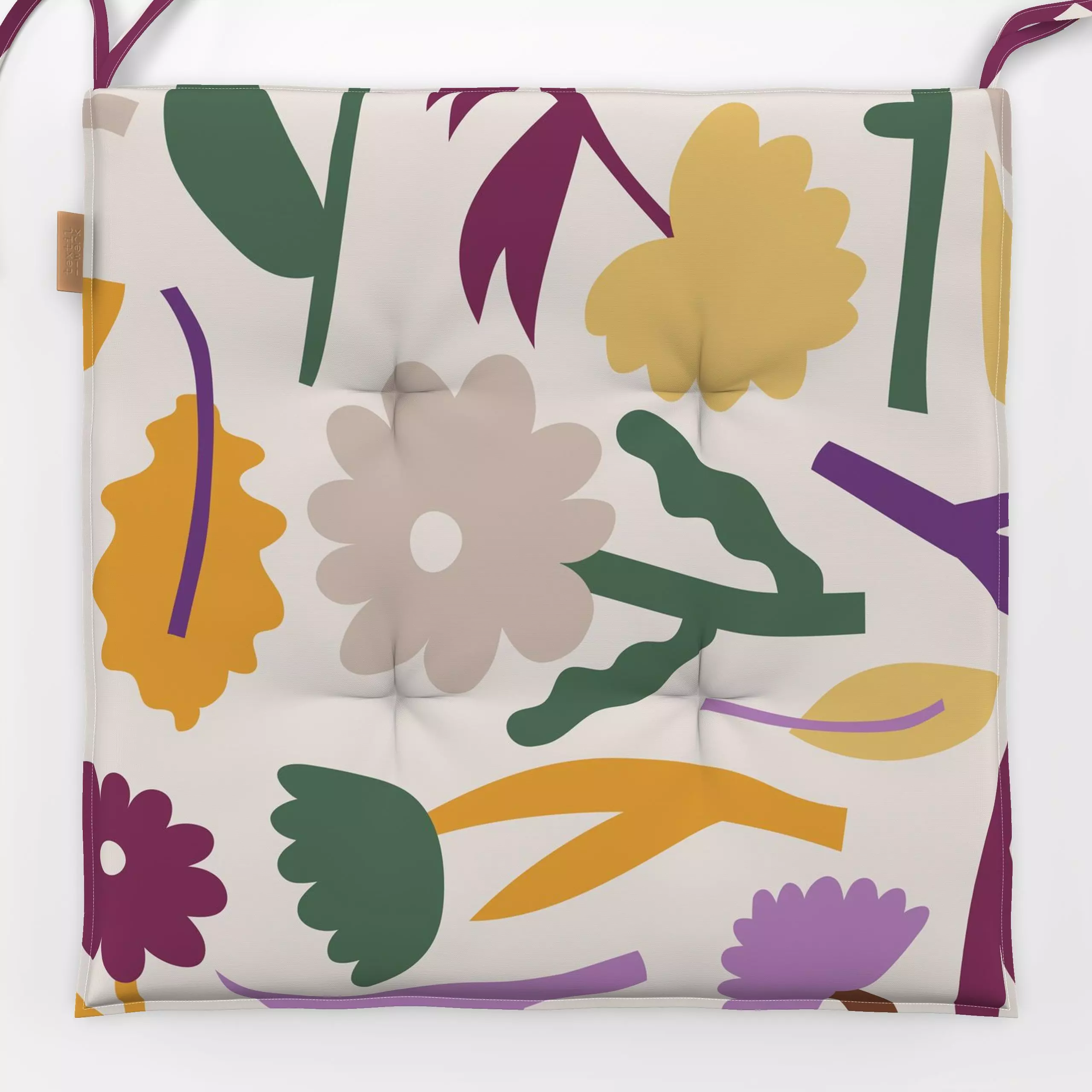 Sitzkissen Fall Love Flowers Leaves Mix - Blumen & Florales, Herbst - von „Jana Driver"; Frucht, Blumen, Blätter, beige, Her...