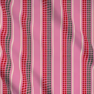 Meterware Sternmuster Streifen Pink