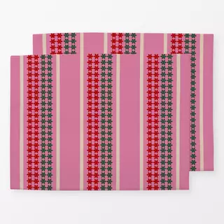 Tischset Sternmuster Streifen Pink