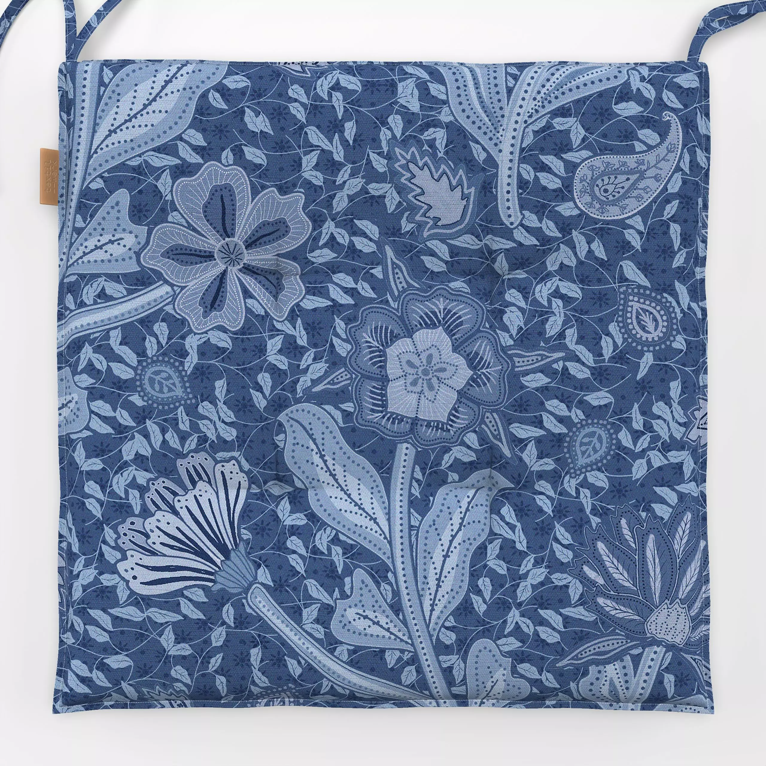 Sitzkissen Chinoiseries Blumenwiese blau - Blumen & Florales, Pflanzen & Botanik, Retro & Vintage - von „Bloomery Decor"; Mu...