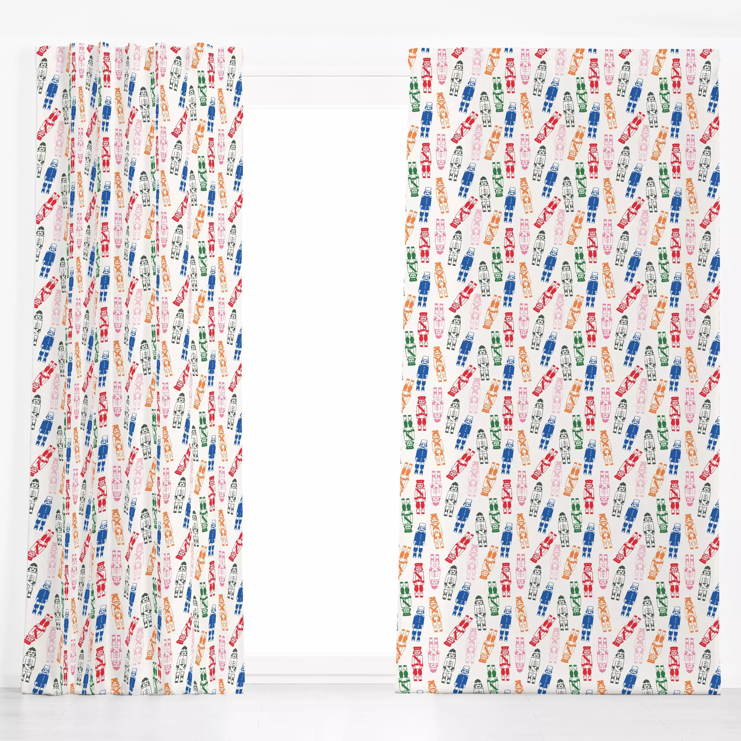 Dekovorhang Allover Nussknacker Bunt - Weihnachten, Anlässe - von „Kruth Design"; Weihnachtsmann, Nussknacker, Weihnachten, ...