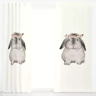 Dekovorhang Hase mit Blumenkranz Mopsi