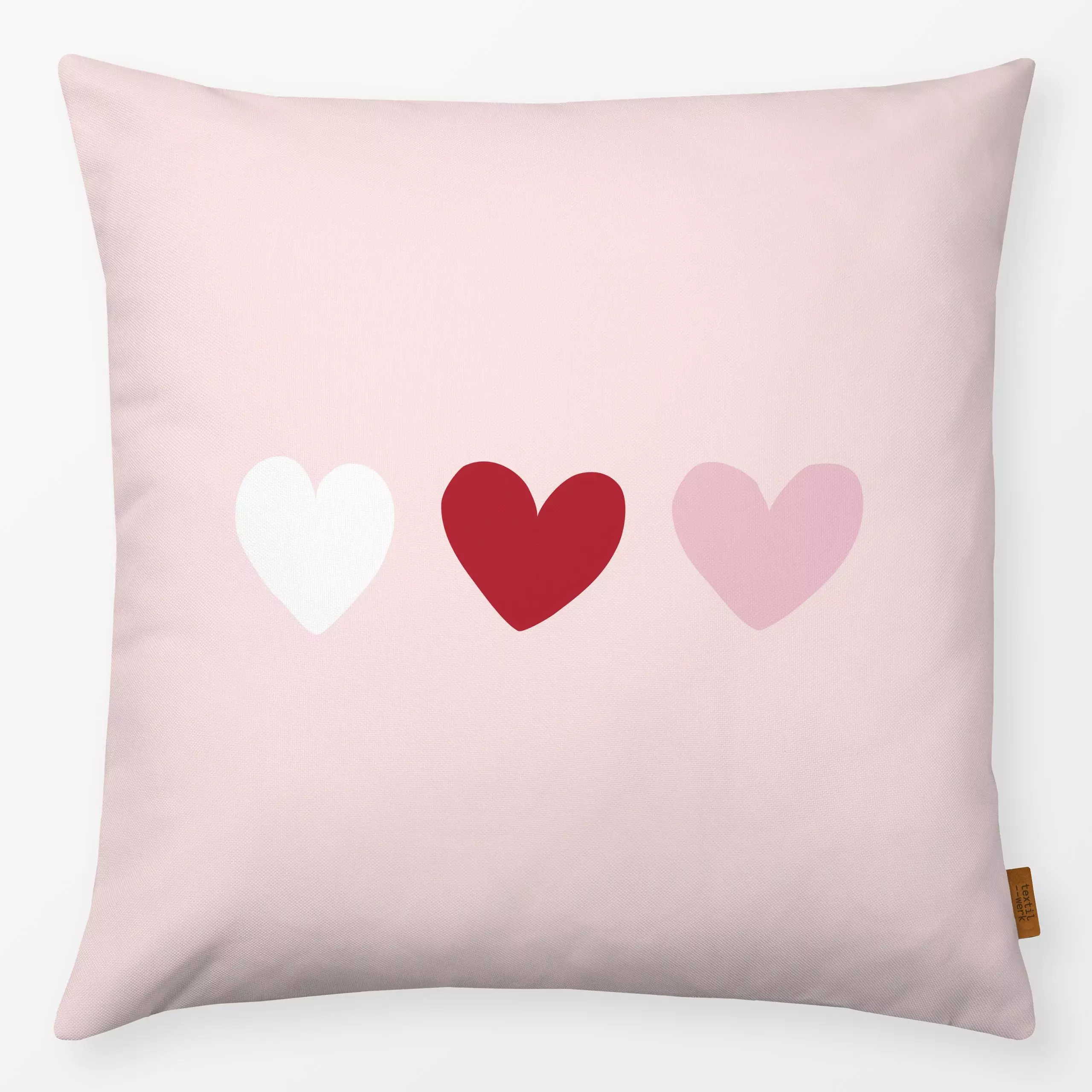 Kissen Drei Herzen pastell rosa - Frühling, Liebe, Romantik & Pride, Anlässe - von „Katrin Graff"; Herzen, Valentinstag, Lie...