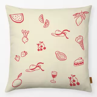 Kissen Fruits Picknick Pattern Beige