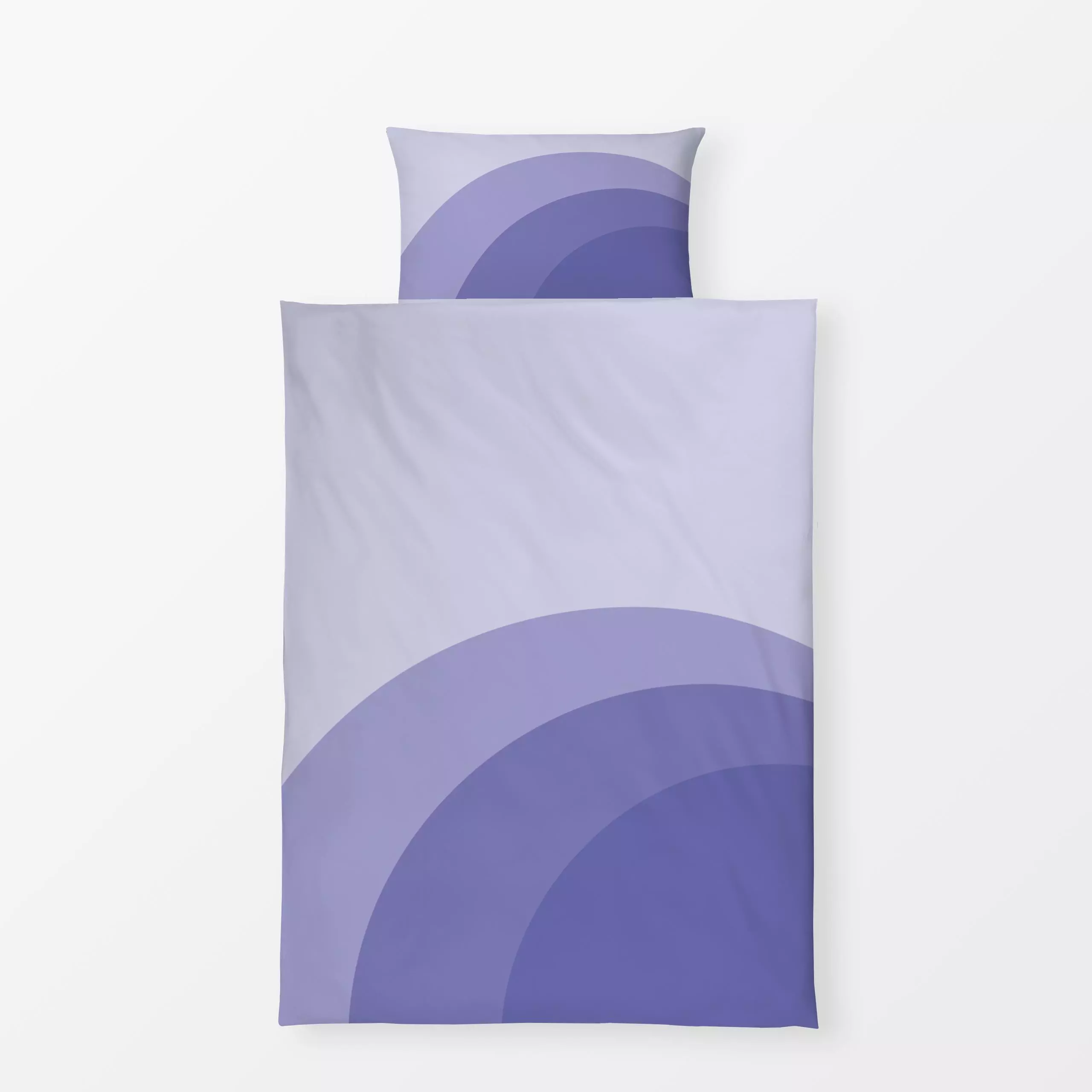 Bettwäsche Regenbogen Wolken lila - Frühling, Symbole & Muster - von „Carolin Vonhoff"; minimal, abstrakt, graphisch, Geomet...