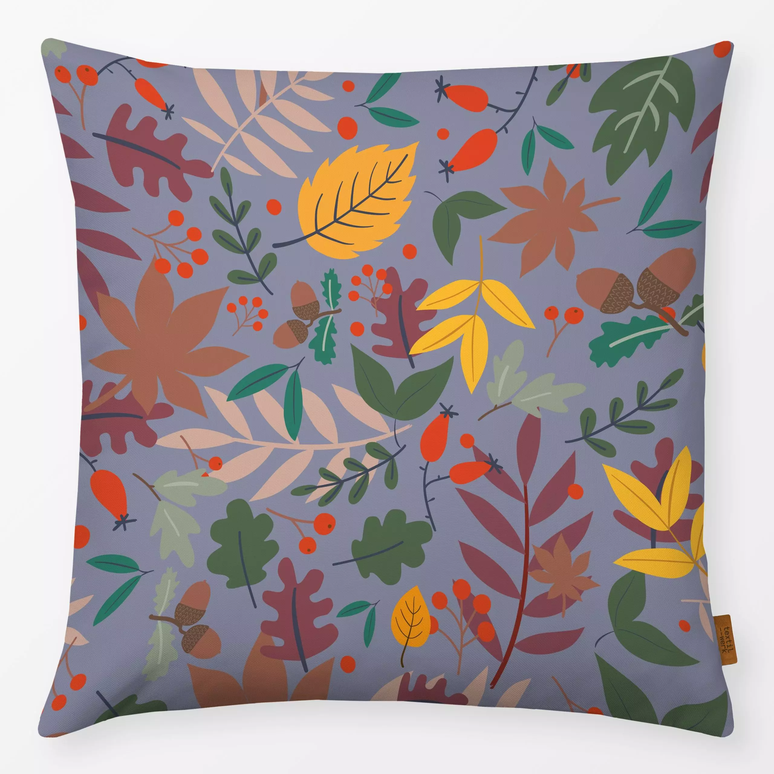 Kissen Herbstzauber Blätter - bleu - Blumen & Florales, Herbst, Pflanzen & Botanik - von „Heyduda"; Muster, Blatt, Cozy, Her...