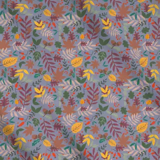 Meterware Herbstzauber Blätter - bleu