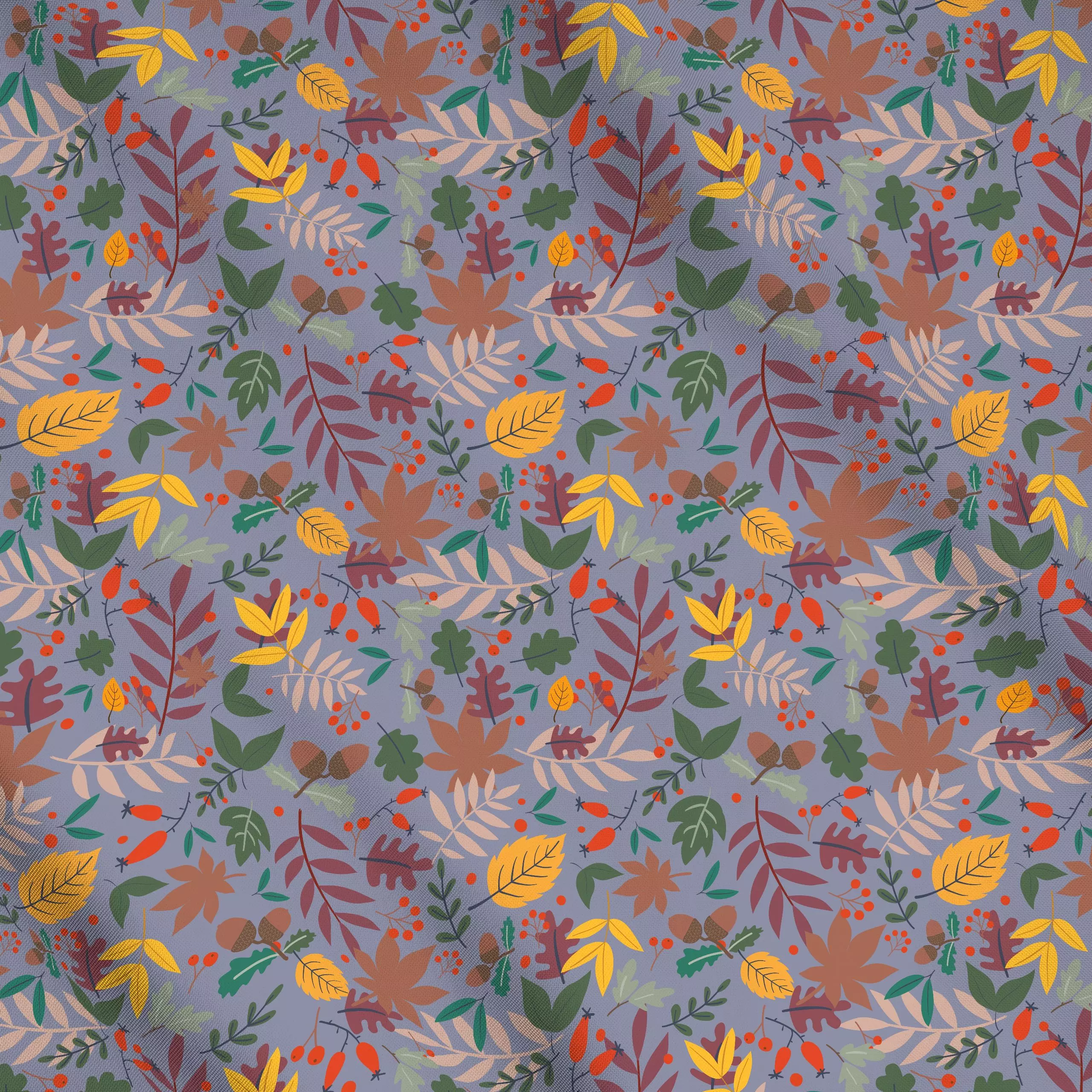 Meterware Herbstzauber Blätter - bleu - Blumen & Florales, Herbst, Pflanzen & Botanik - von „Heyduda"; Muster, Blatt, Cozy, ...