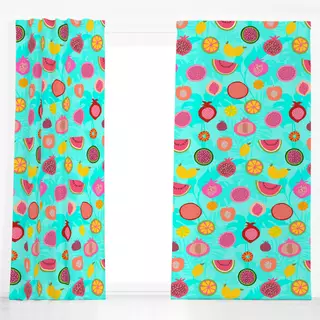 Dekovorhang Tropical Fruit Garden türkis