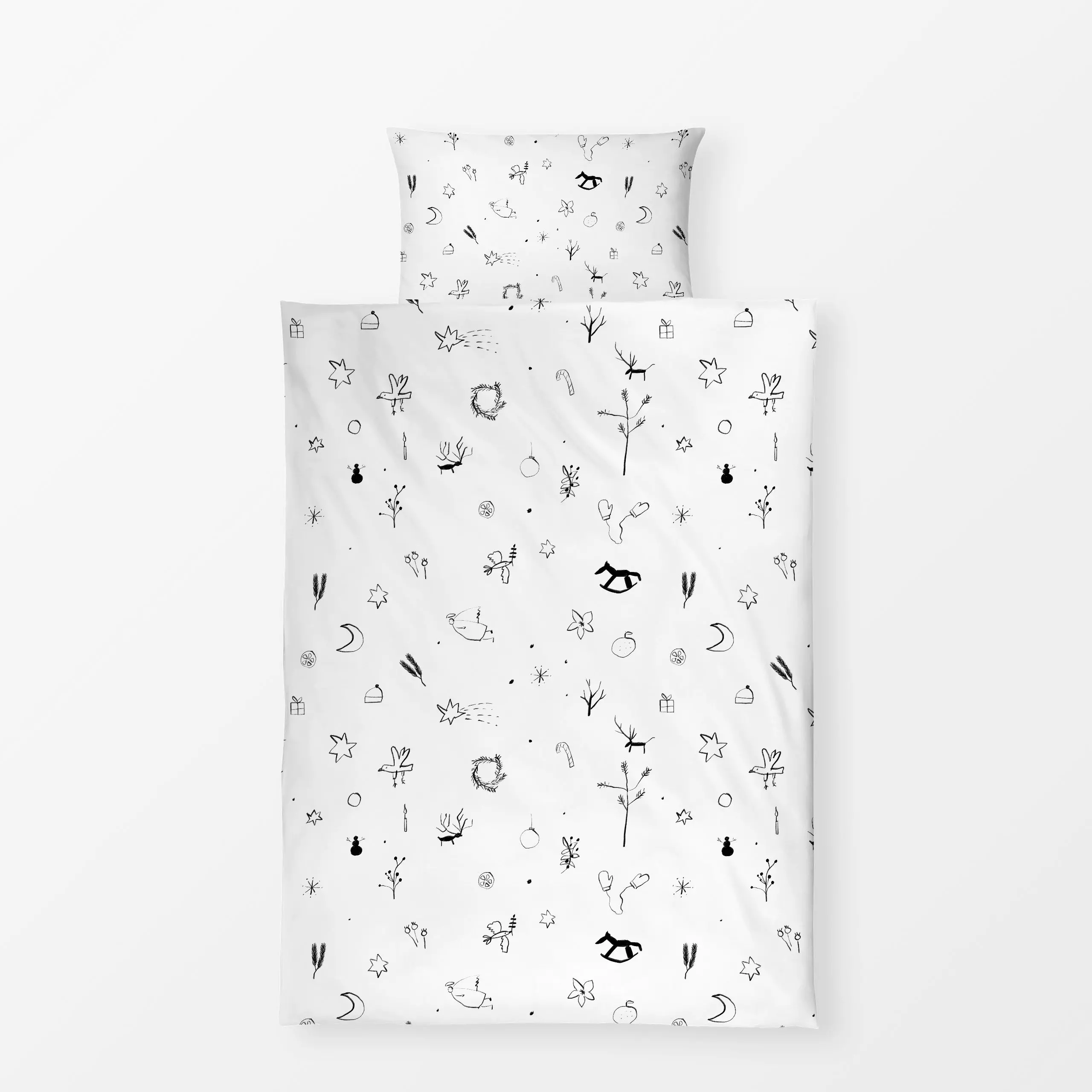 Bettwäsche Doodle Weihnachten - Weihnachten - von „Sophie Augustin Illustration"; Zweige, Weihnachtsbaum, Sterne, Weihnachte...