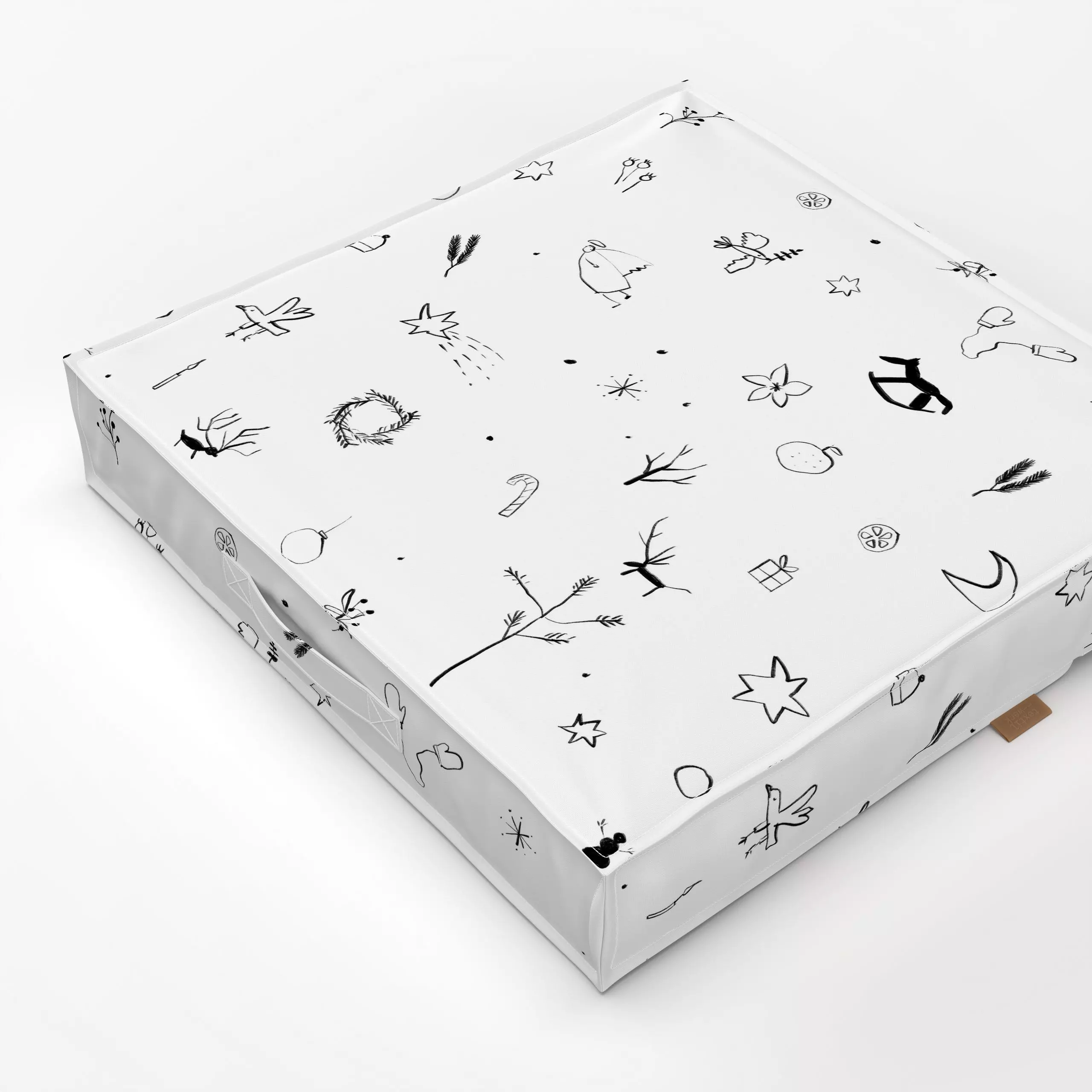 Bodenkissen Doodle Weihnachten - Weihnachten - von „Sophie Augustin Illustration"; Zweige, Weihnachtsbaum, Sterne, Weihnacht...