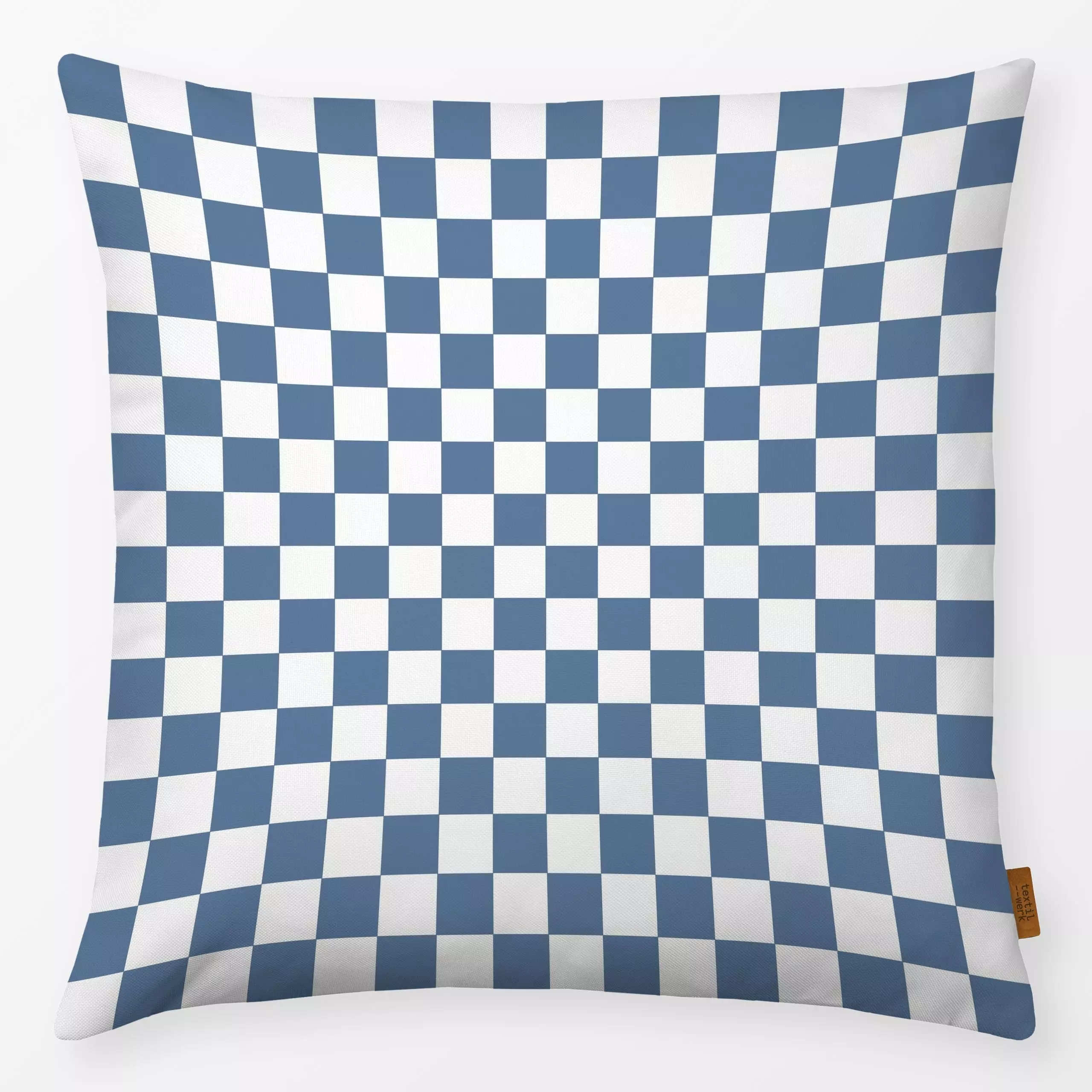 Kissen Blue Sommer Check - Symbole & Muster - von „Studio ROSAGRAU"; Blaugrau, Kissen, Karo, Weiss, kariert, hellblau, check...