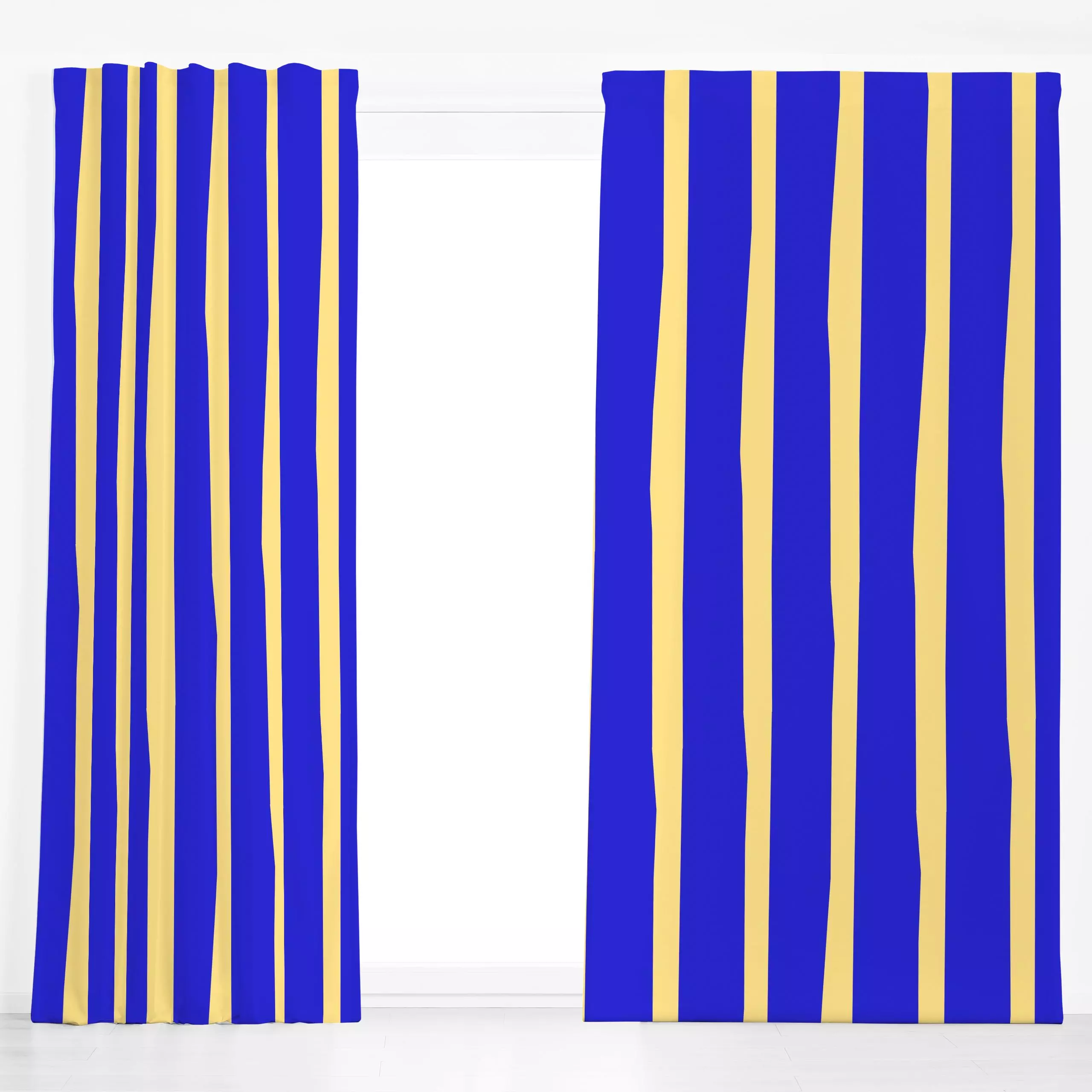 Dekovorhang Big stripes blue yellow - Symbole & Muster - von „Lisa Jasmin Bauer"; Streifen, Color, Farben, farbenfroh, color...
