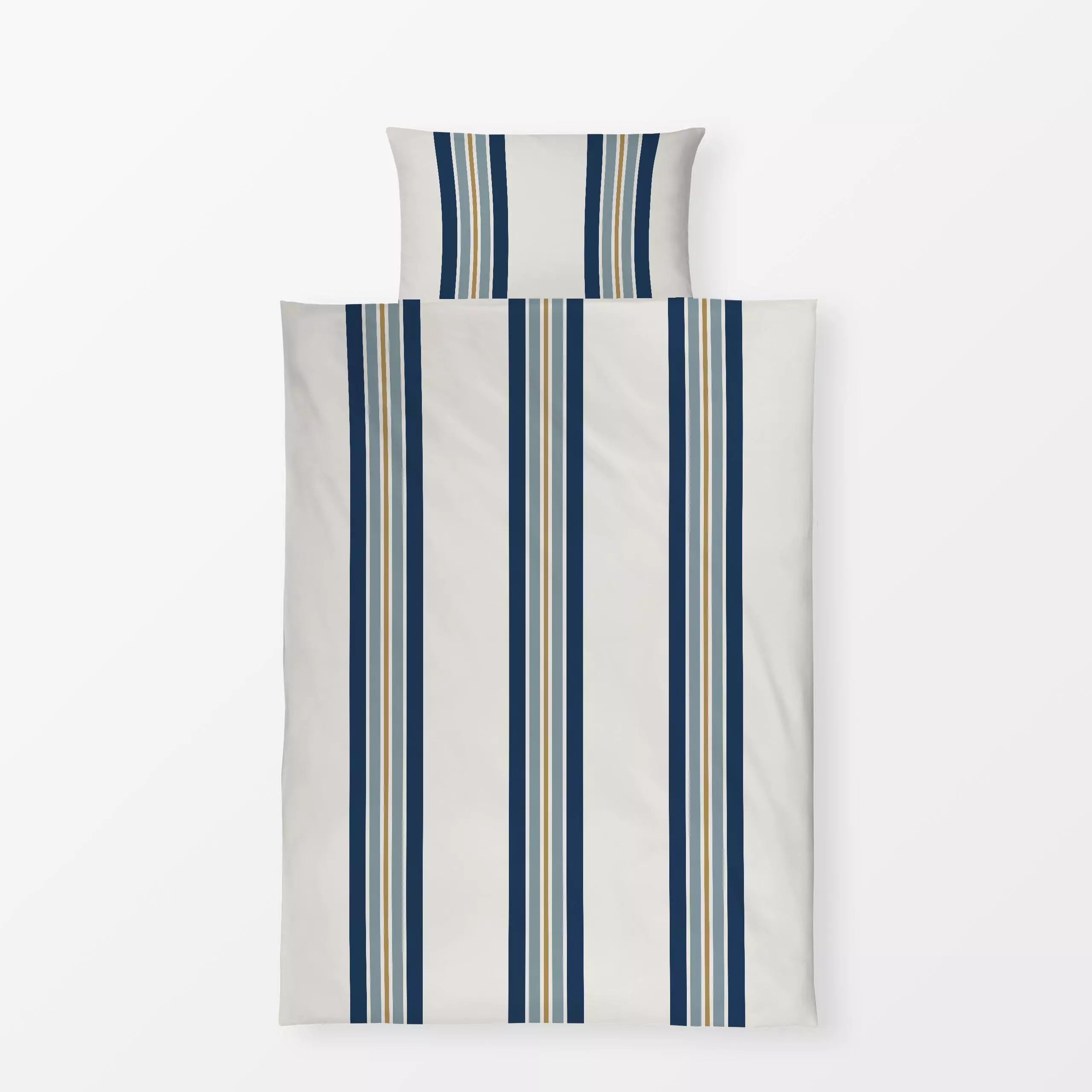Bettwäsche Streifen vertical blau beige - Symbole & Muster - von „Katrin Graff"; boho, Streifen, Strand, Sommer, Leinen, lan...