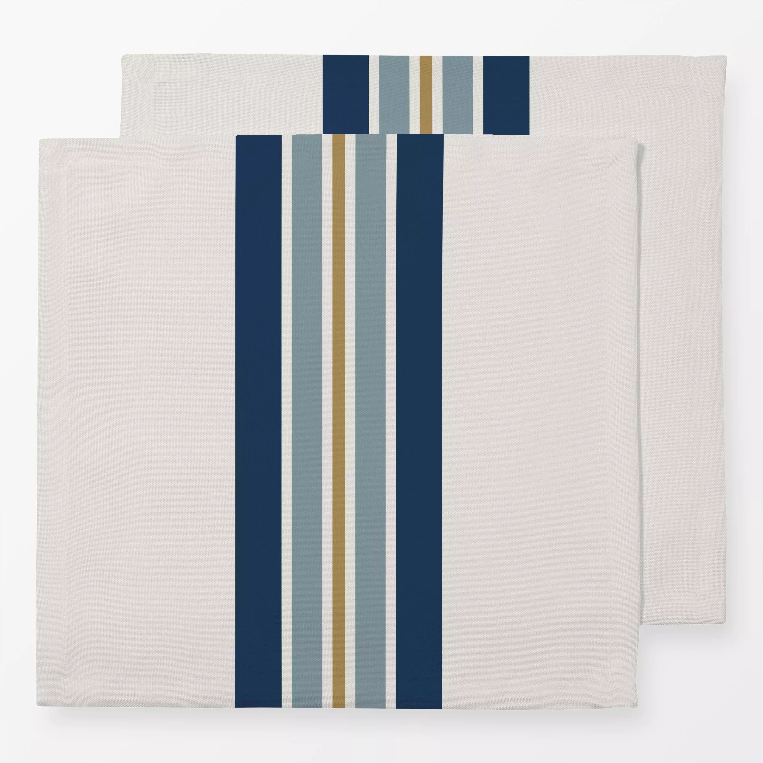 Servietten Streifen vertical blau beige - Symbole & Muster - von „Katrin Graff"; boho, Streifen, Strand, Sommer, Leinen, lan...