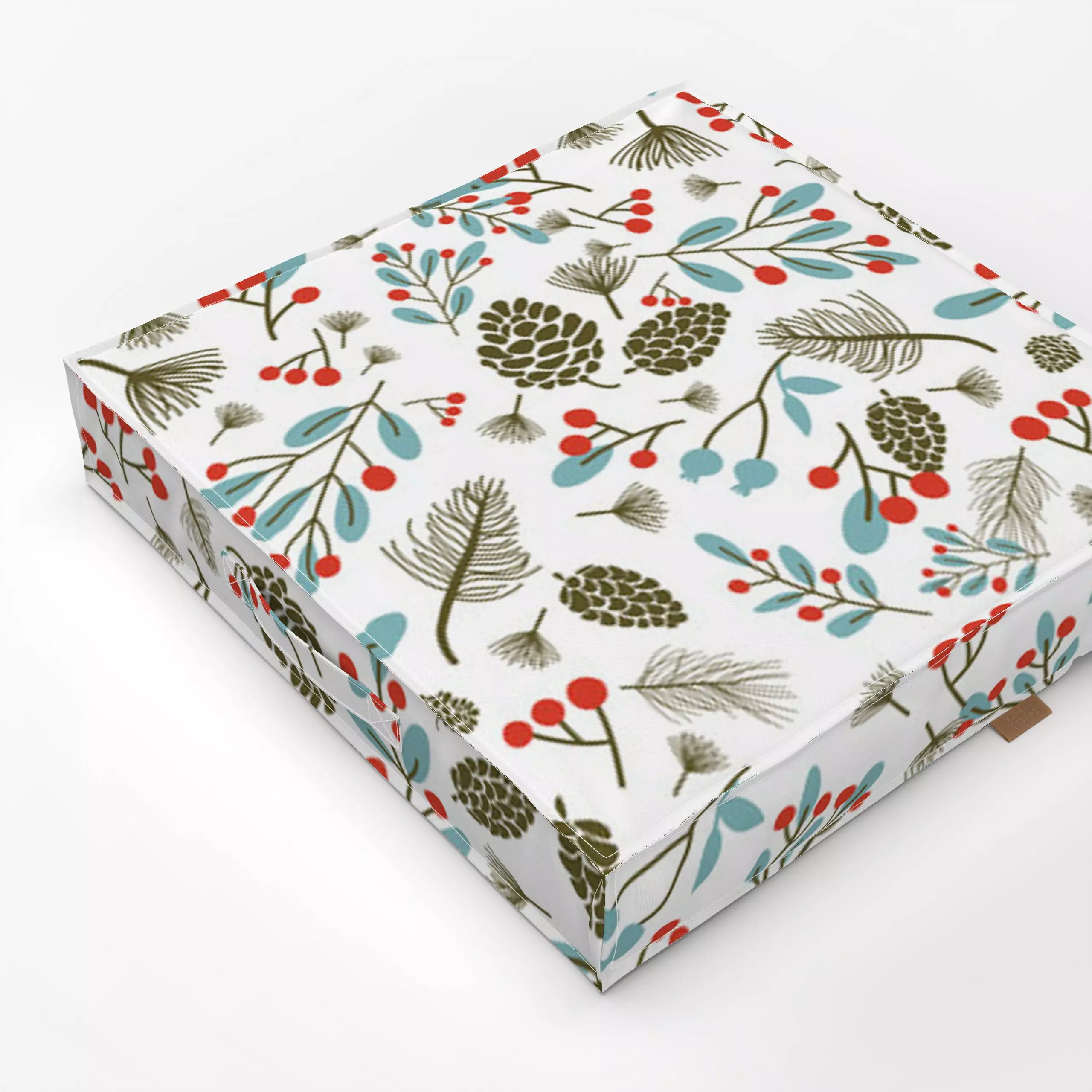 Bodenkissen Mistletoe And Kisses white - Blumen & Florales, Herbst, Weihnachten - von „Heyduda"; Muster, Zweige, Tannenzapfe...