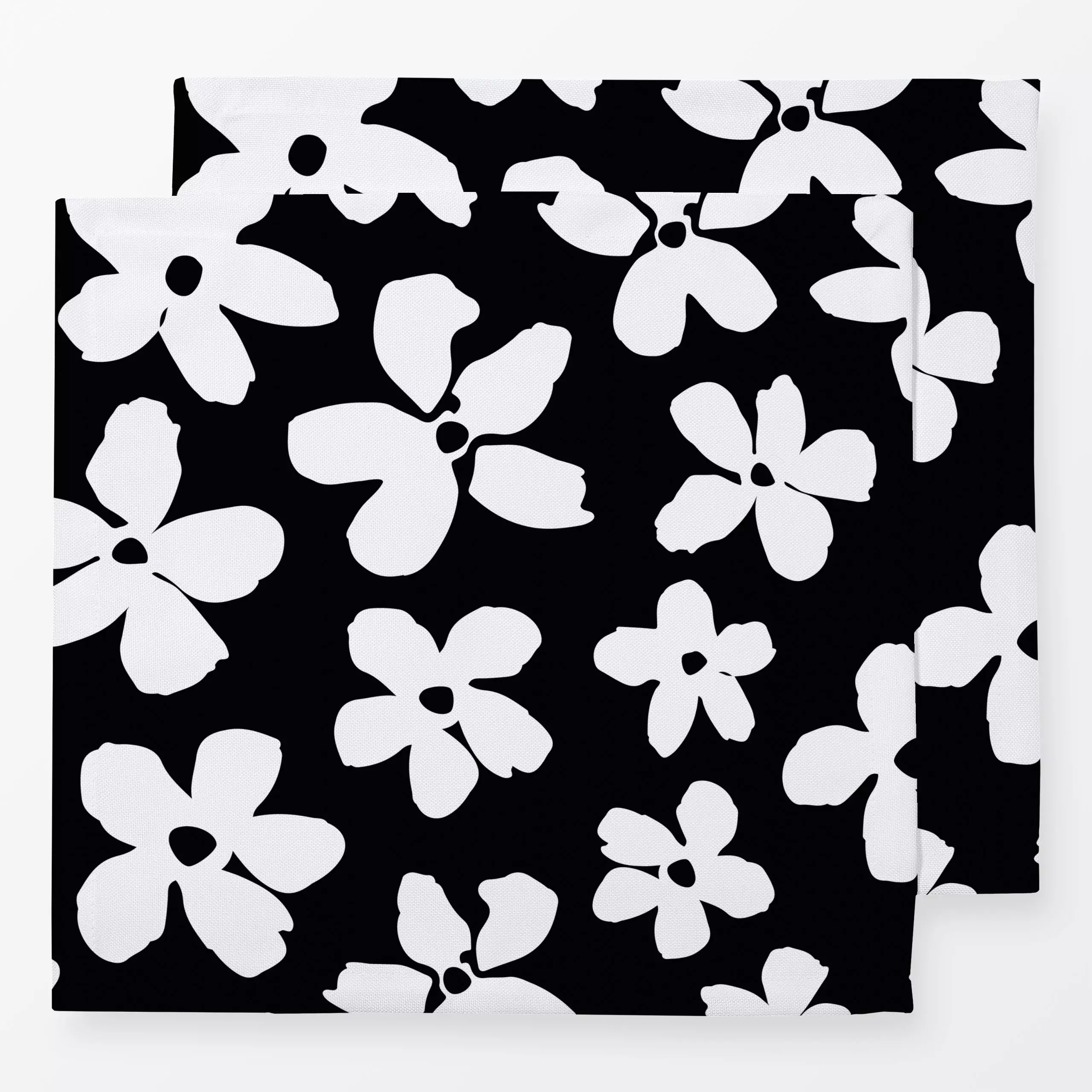 Servietten Abstrakte Blüten schwarzweiß - Blumen & Florales - von „Kathrin Woo"; Muster, schwarz, abstrakt, modern, outdoor,...