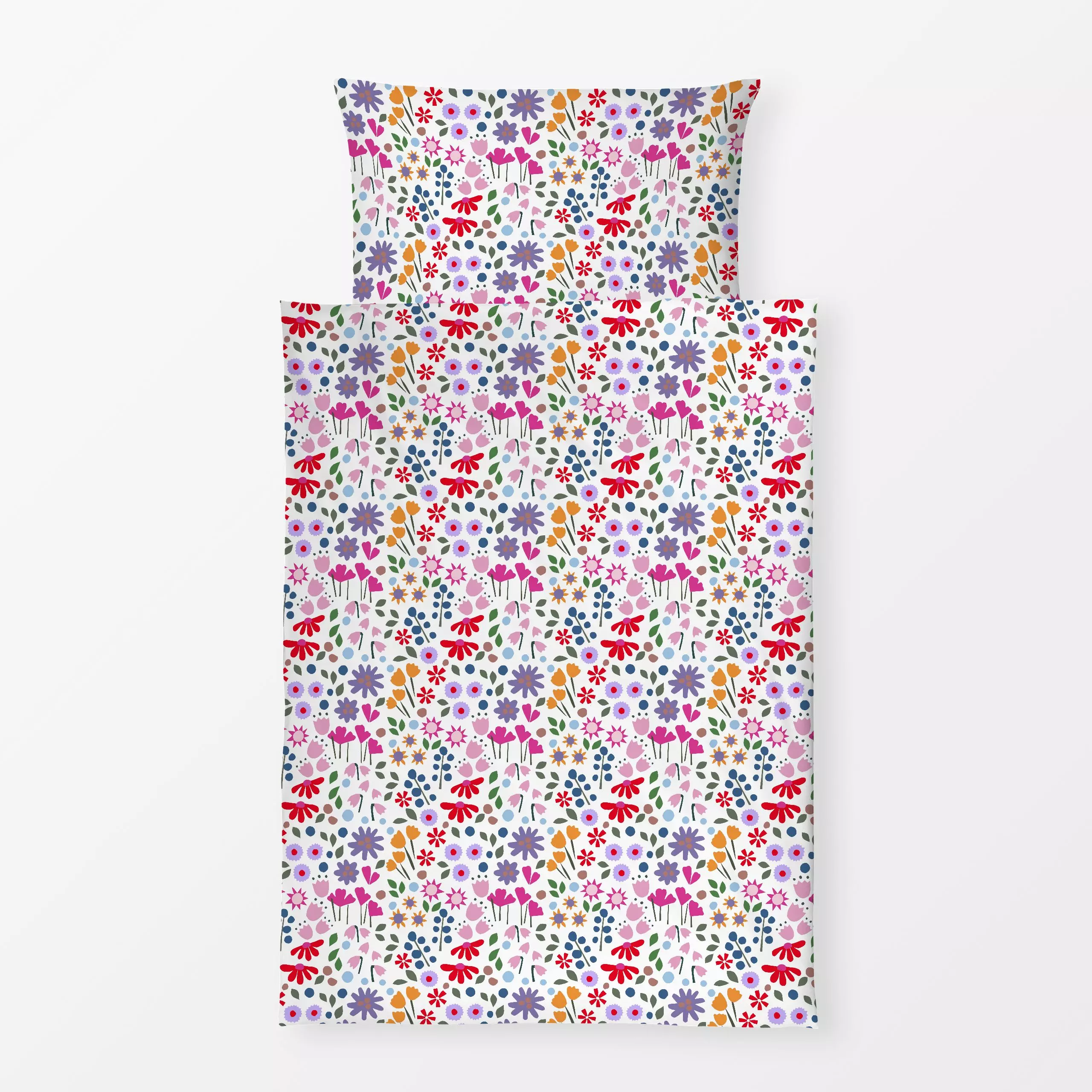 Bettwäsche Millefleur Allover weiß - Blumen & Florales, Frühling - von „Iris Knabenschuh Textildesign"; Muster, Blumen, Wild...