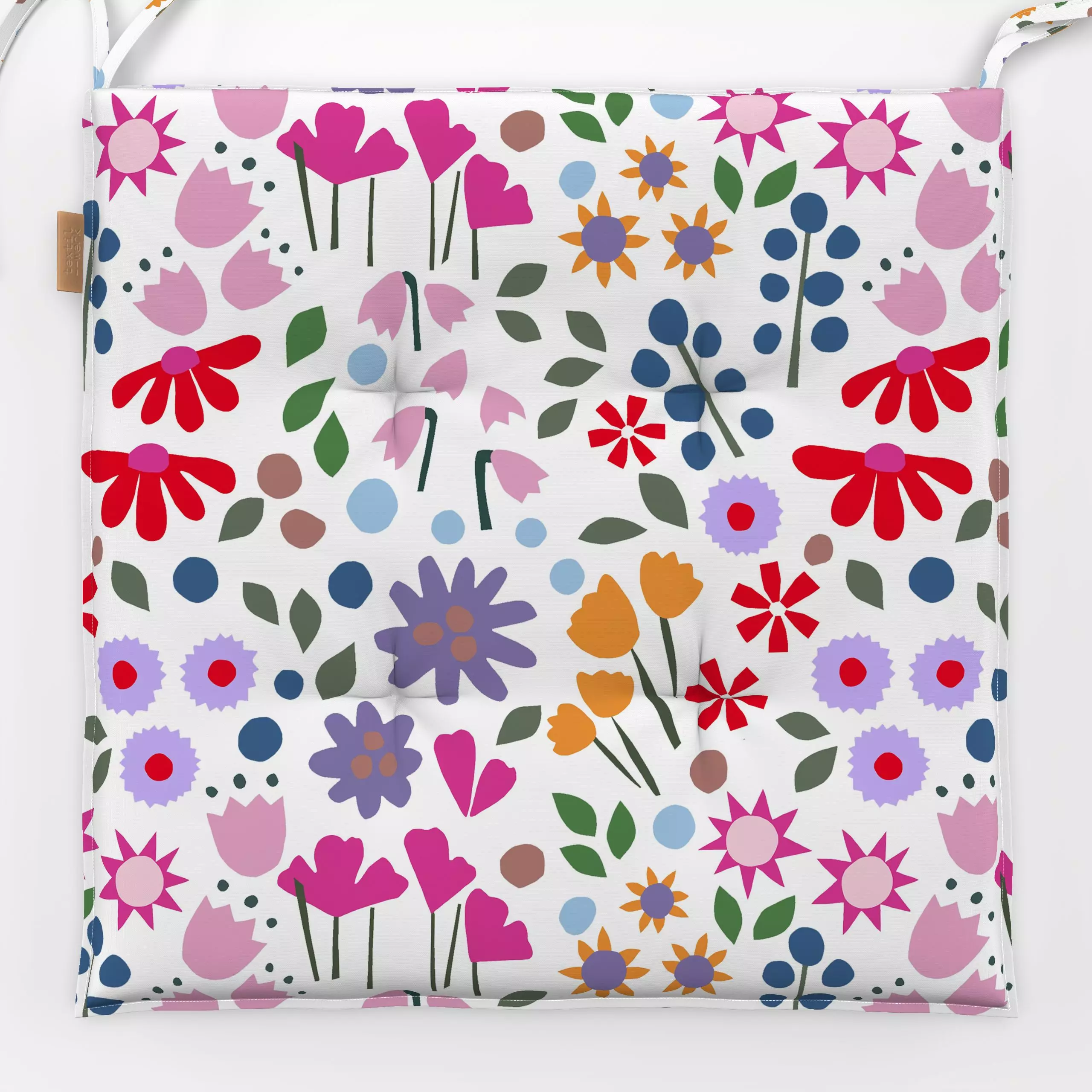 Sitzkissen Millefleur Allover weiß - Blumen & Florales, Frühling - von „Iris Knabenschuh Textildesign"; Muster, Blumen, Wild...