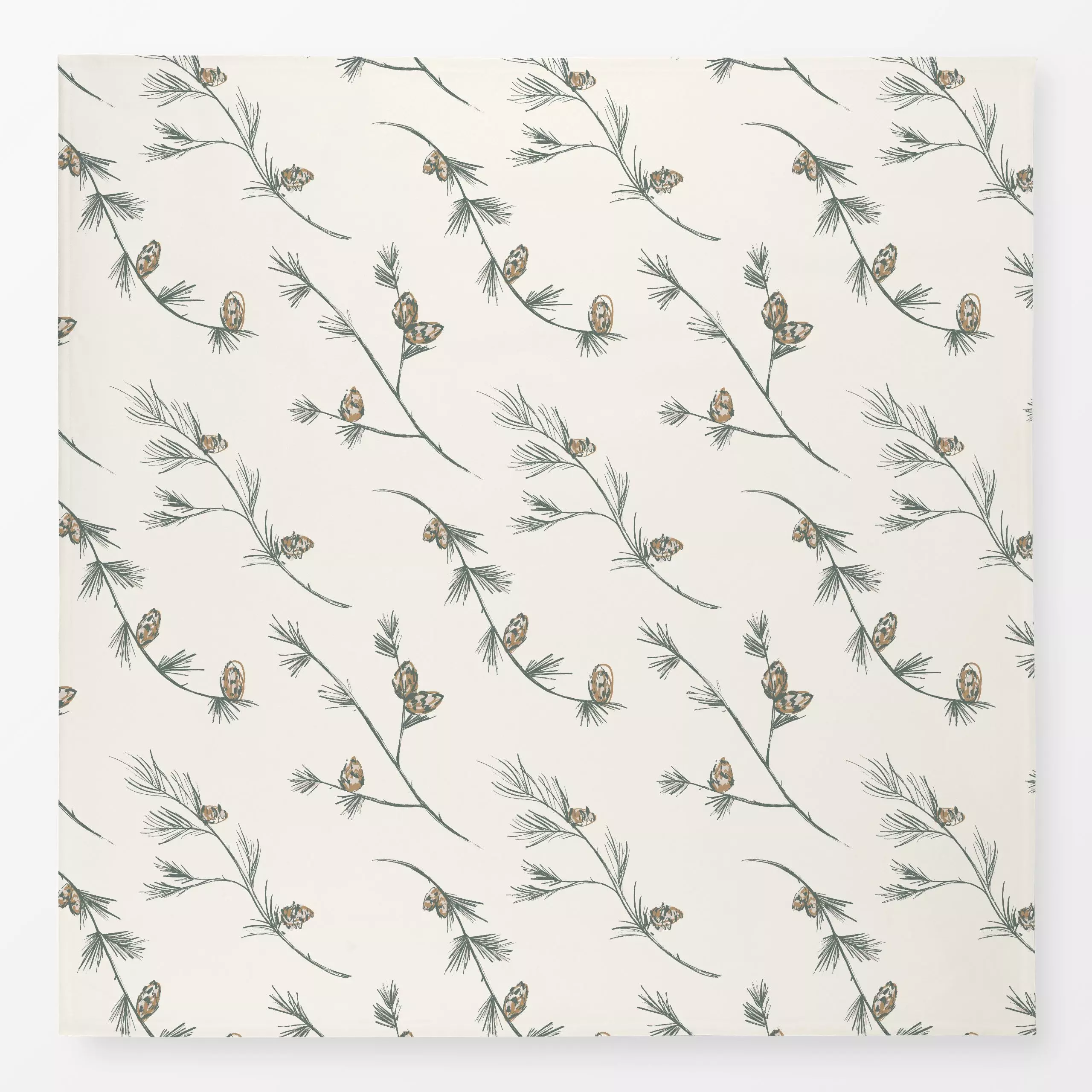 Tischdecke Tannenzweige creme - Weihnachten, Winter - von „Janna Schipper"; Muster, Zweig, Natur, Zeichnung, abstrakt, Wald,...