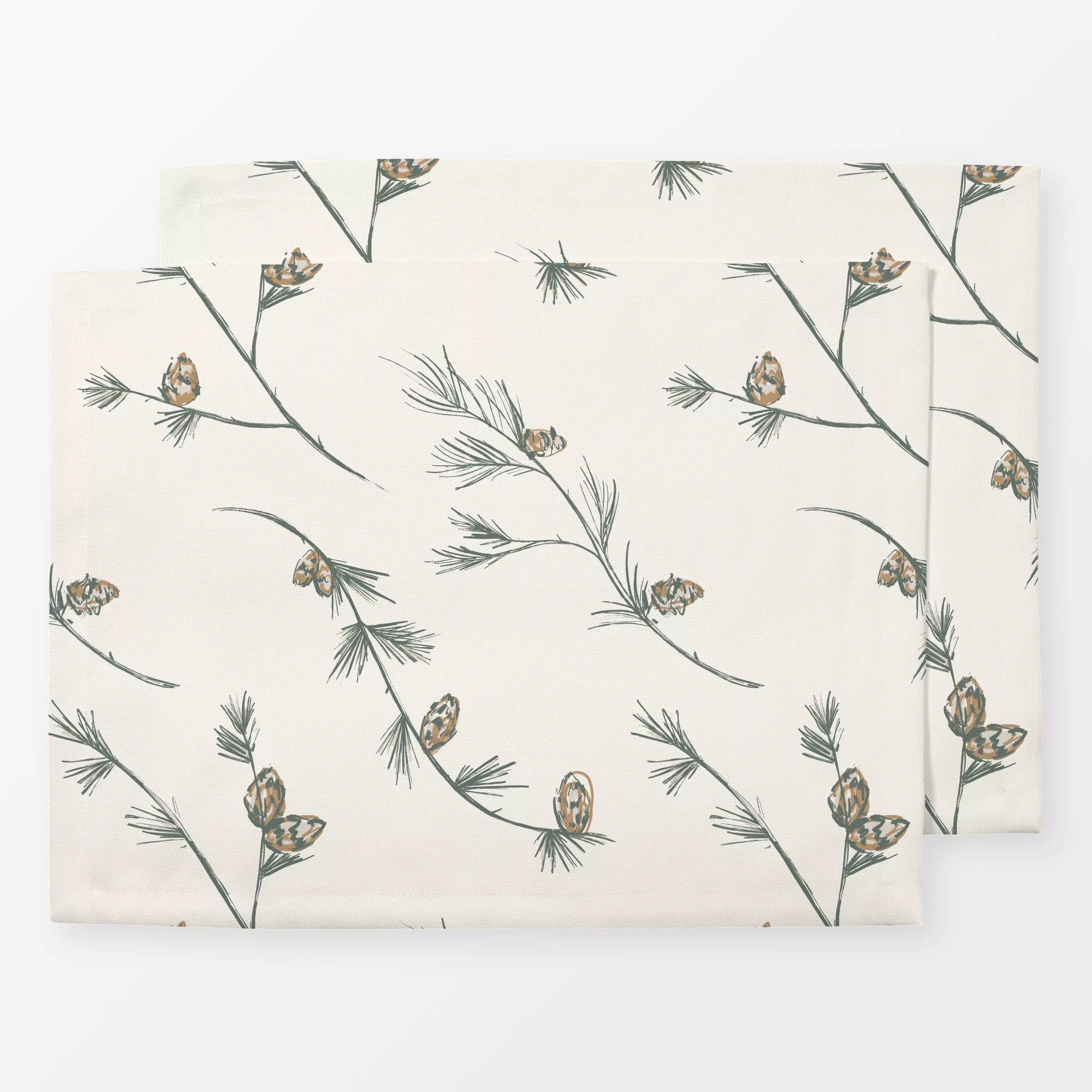 Tischset Tannenzweige creme - Weihnachten, Winter - von „Janna Schipper"; Muster, Zweig, Natur, Zeichnung, abstrakt, Wald, W...