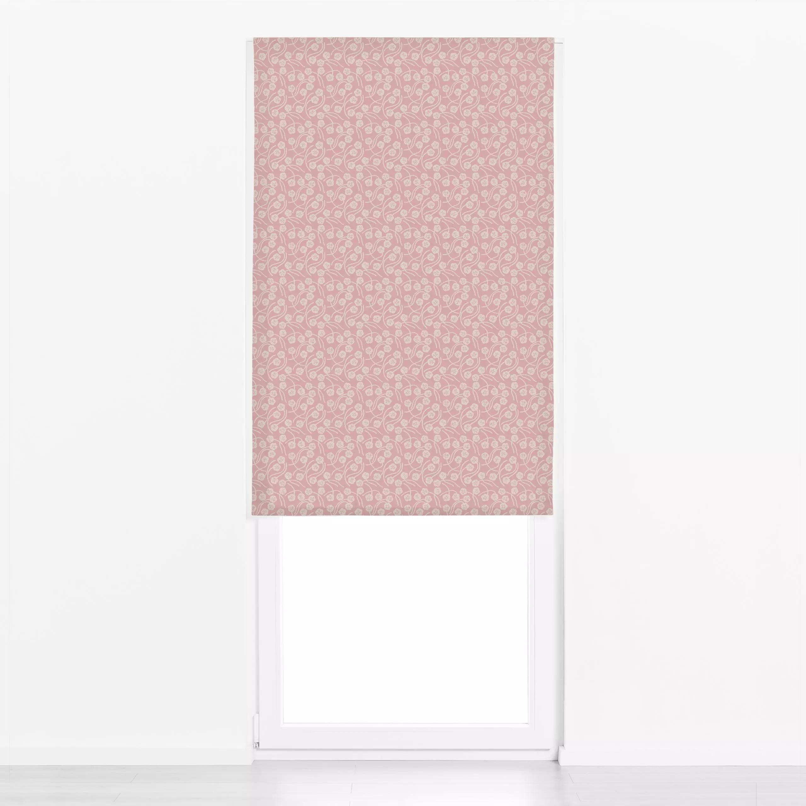 Raffrollo Swirling Flowers rosé - Blumen & Florales, Sommer - von „Studio Kesse"; boho, minimal, Blüten, Sommerblumen, Somme...