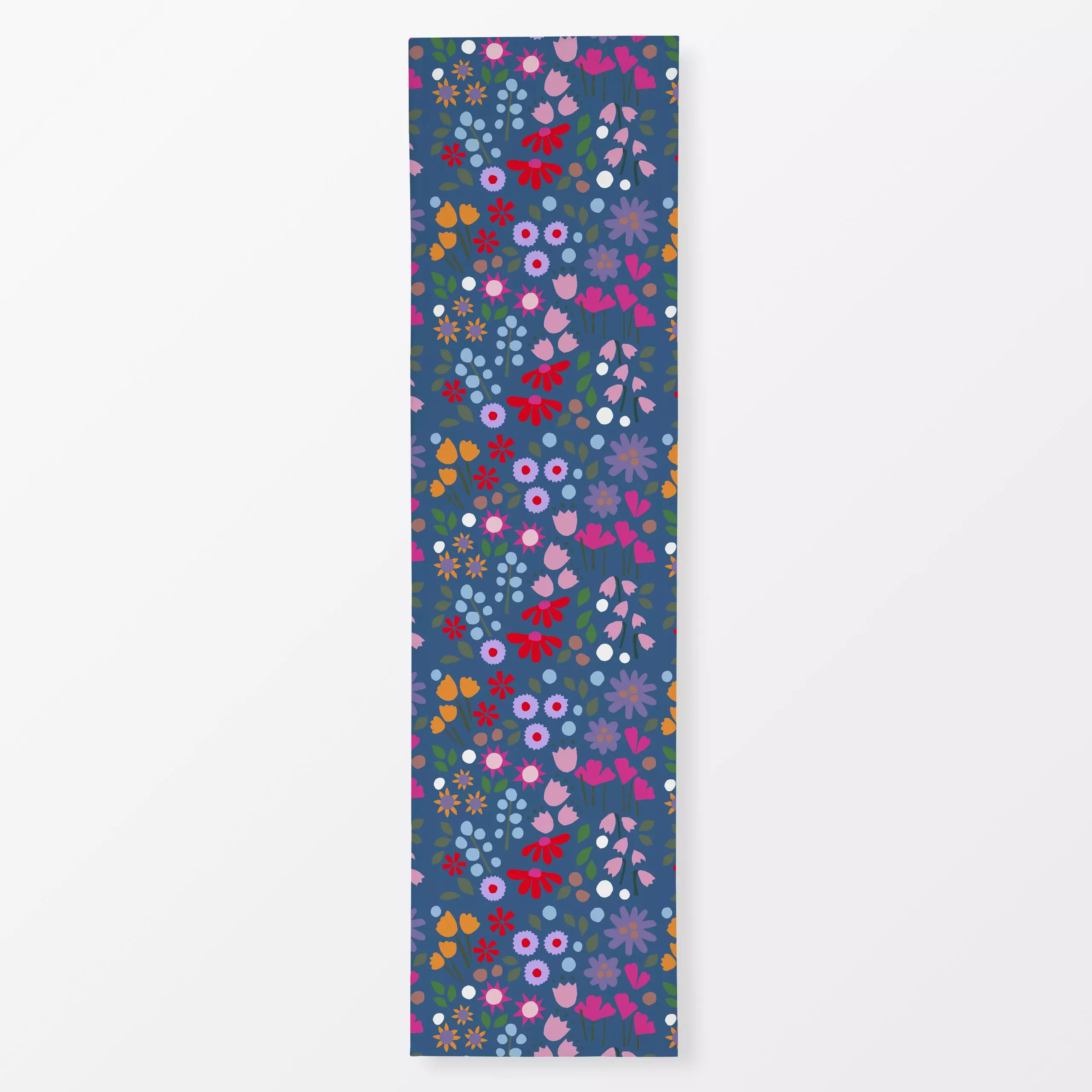 Tischläufer Millefleur Allover dunkelblau, Blumen, Ostern, von Iris Knabenschuh Textildesign