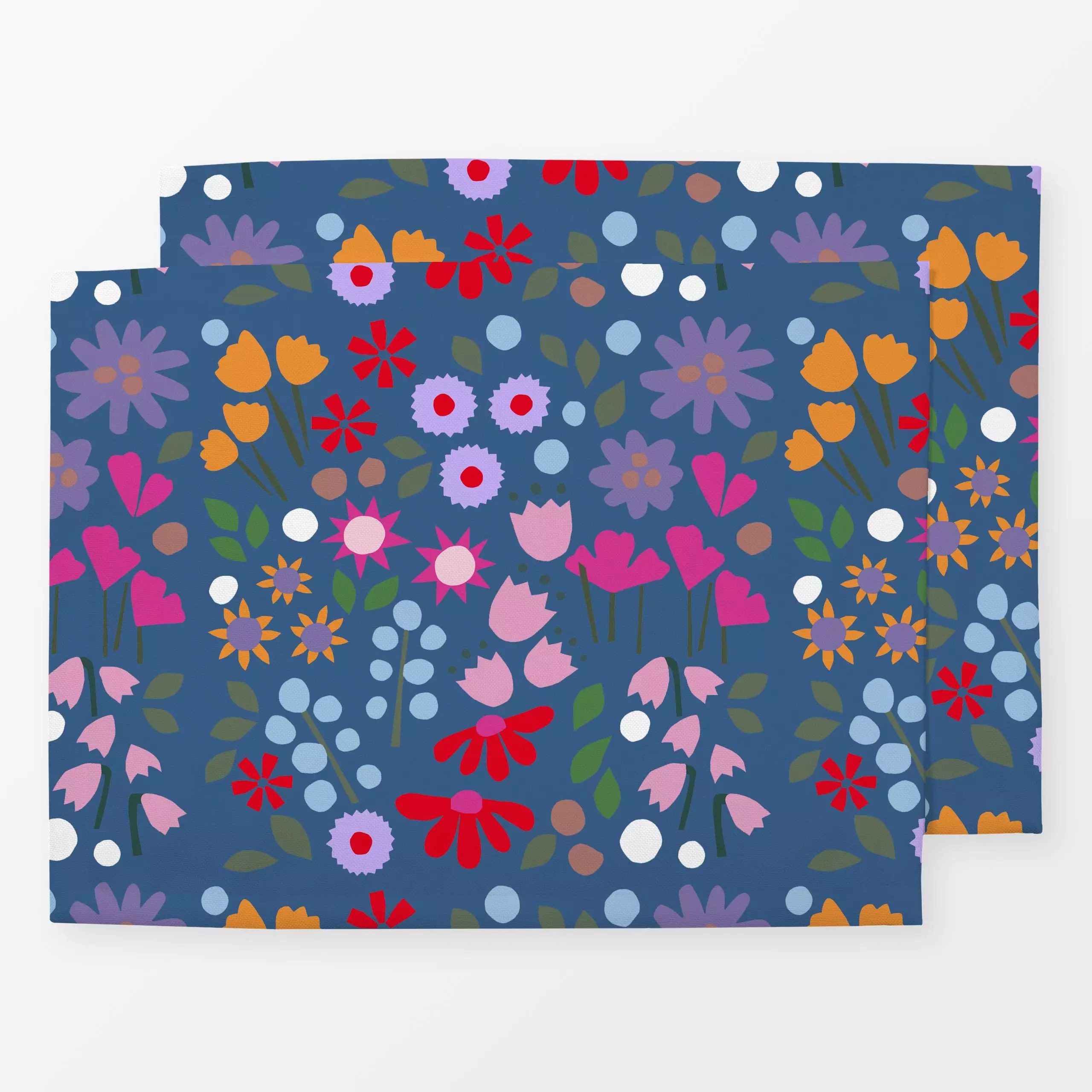 Tischset Millefleur Allover dunkelblau, Blumen, Ostern, von Iris Knabenschuh Textildesign