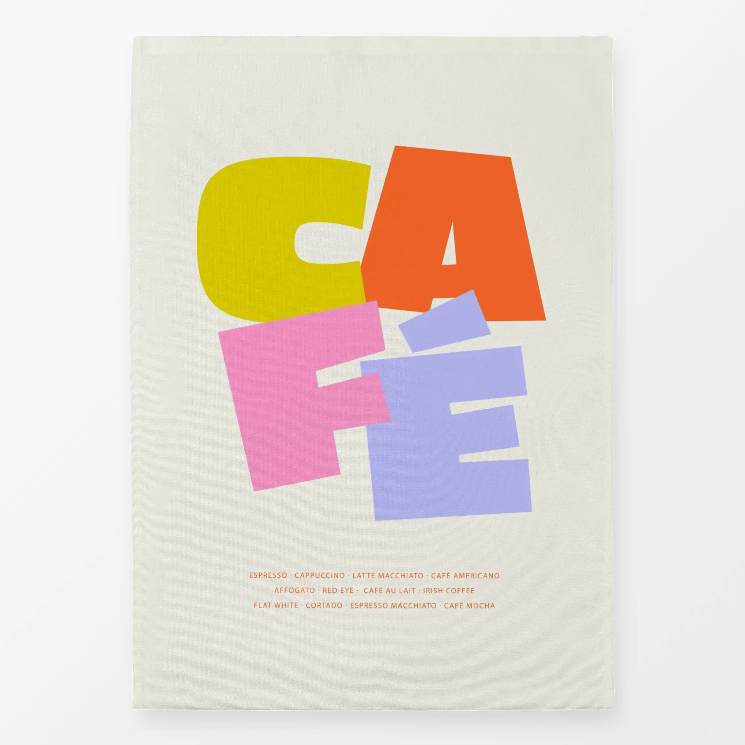 Geschirrtücher Colourful Cafe Typography - Frühling, Küche, Essen & Trinken - von „Malou Studio"; boho, Muster, graphisch, K...