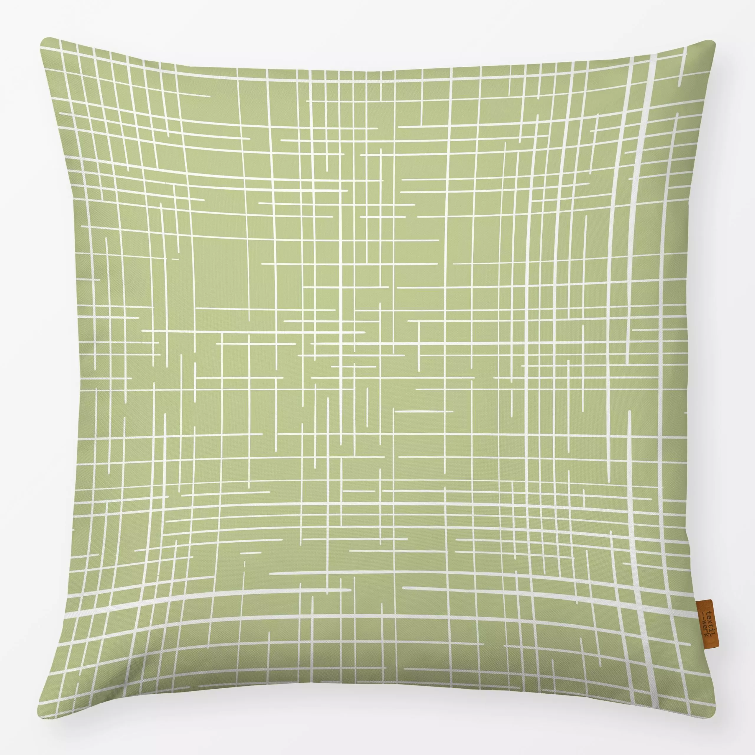 Kissen Karo hellgrün - Symbole & Muster - von „Kantioler Design"; Linien, Striche, Karo, Karos, stripes, Karoliebe
