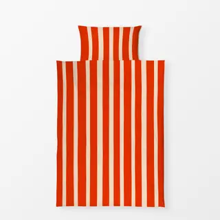 Bettwäsche Streifen rot beige