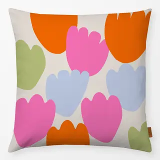 Kissen Große Tulpen Bunt Auf Beige